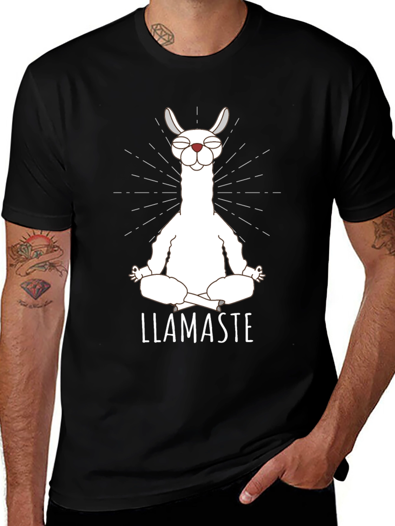 Variant 21 of Llamaste Yoga T-Shirt - Meditating Llama Tee