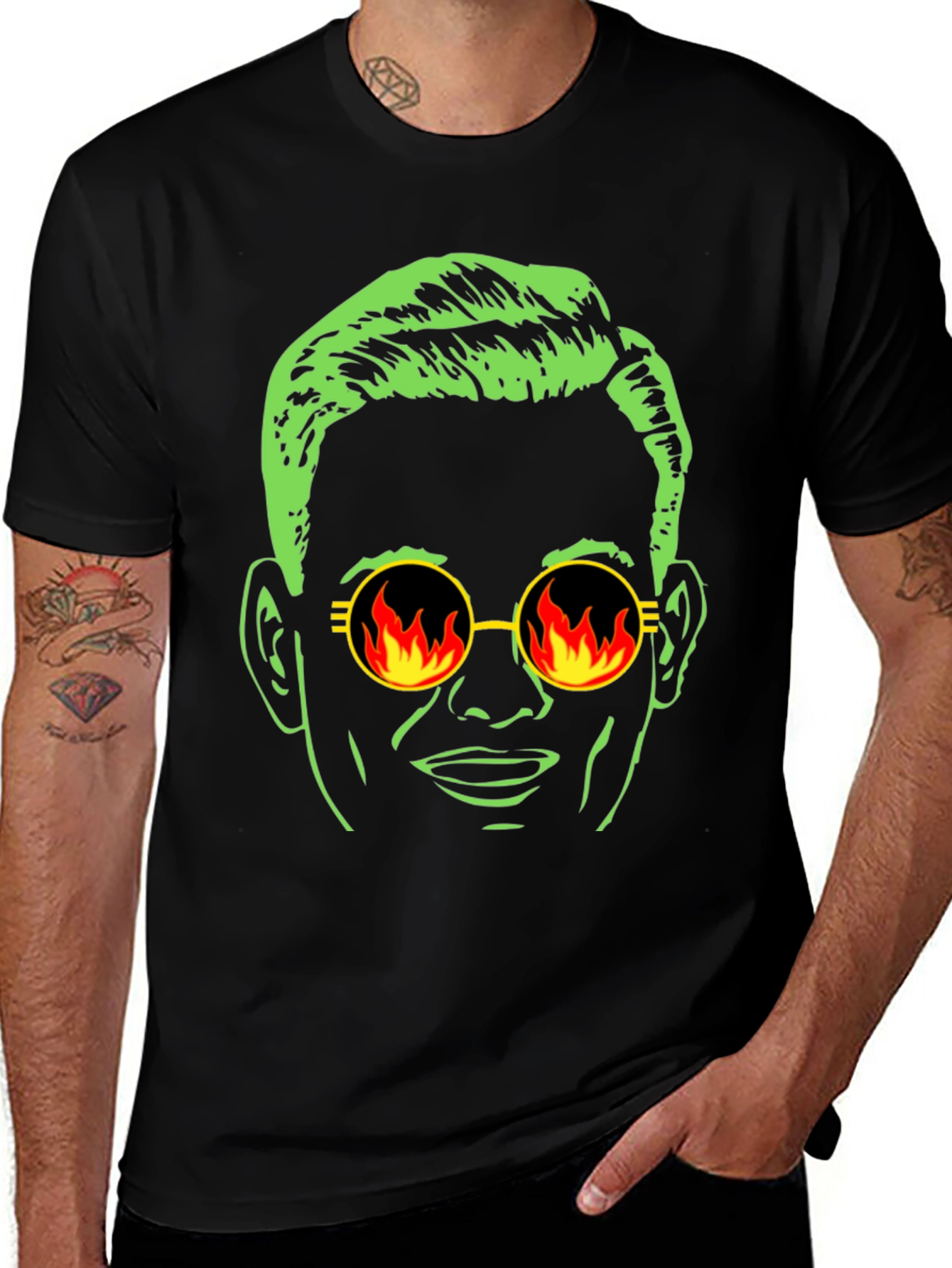 Variant 16 of Cool Dude Graphic Tee - Retro Fire Sunglasses