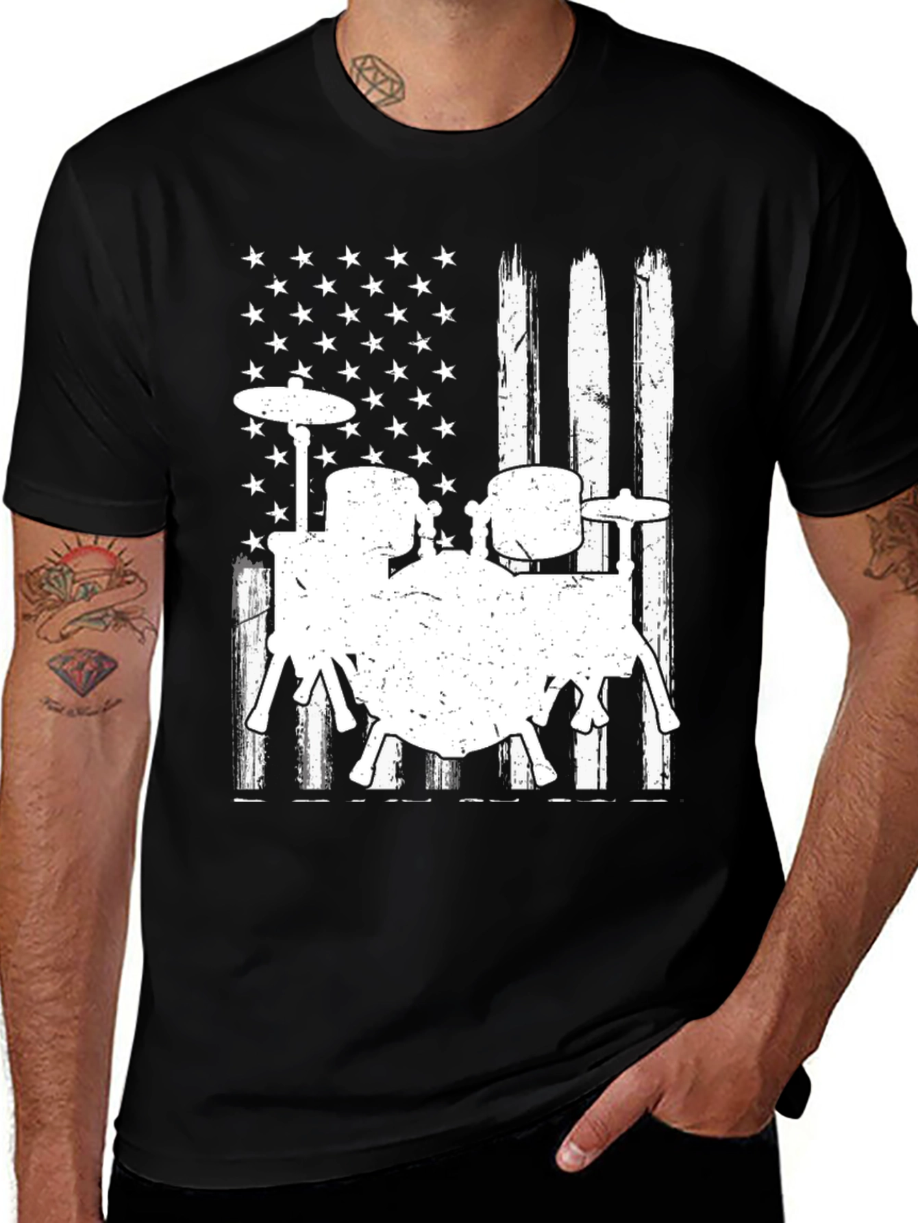 Variant 11 of Drum Set American Flag Graphic T-Shirt