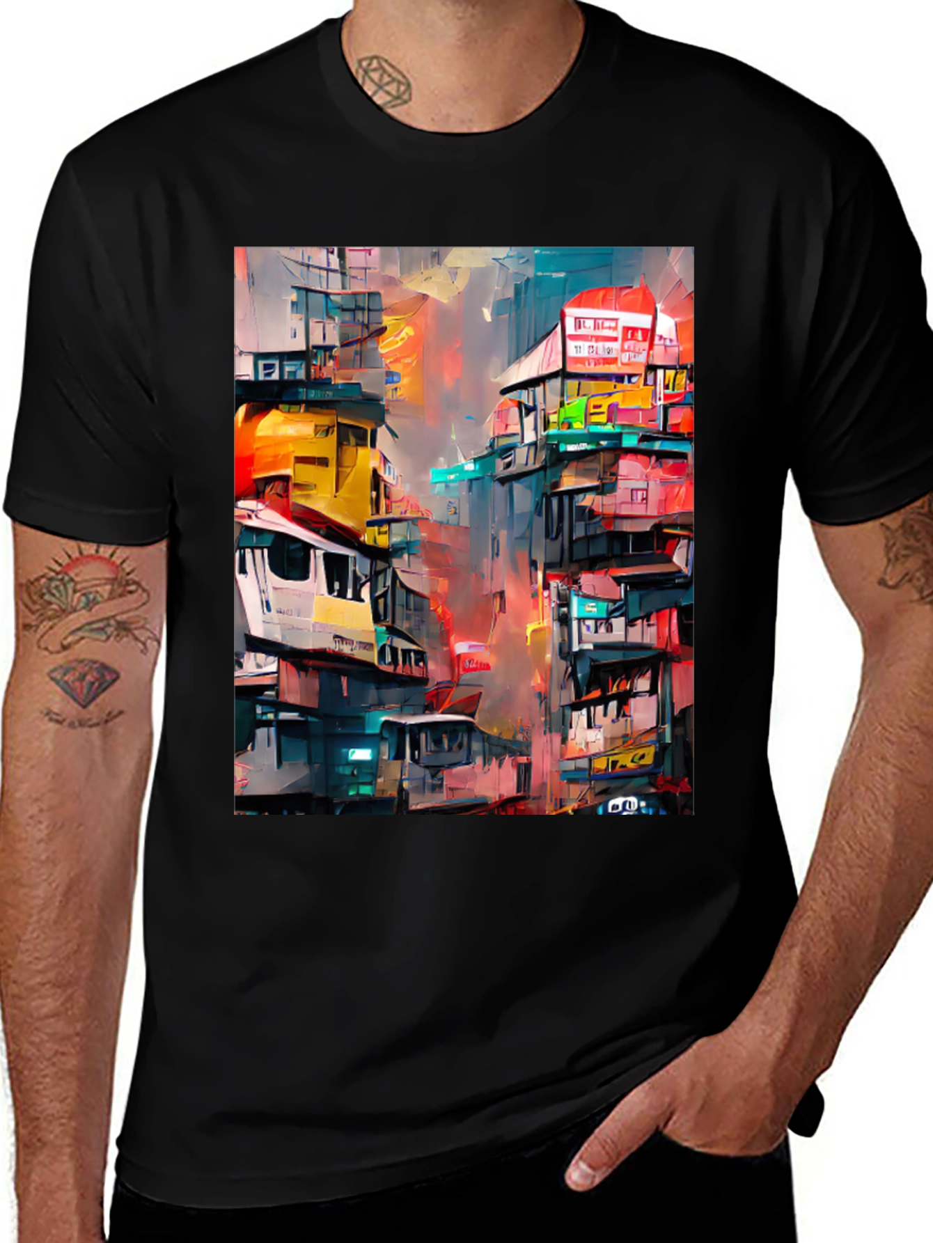 Variant 5 of Urban Art T-Shirt - Vibrant Cityscape Design