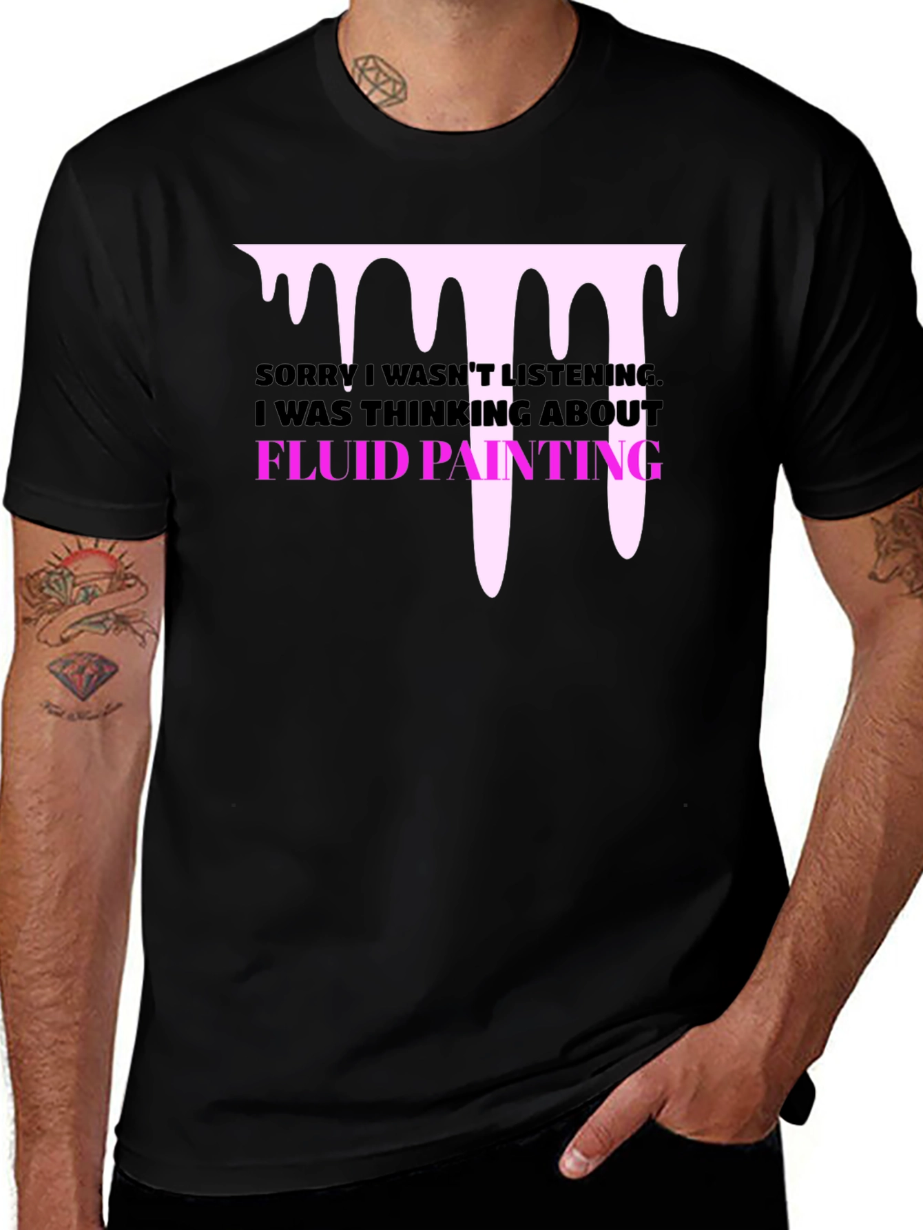 Fluid Painting T-Shirt, Black Graphic Tee