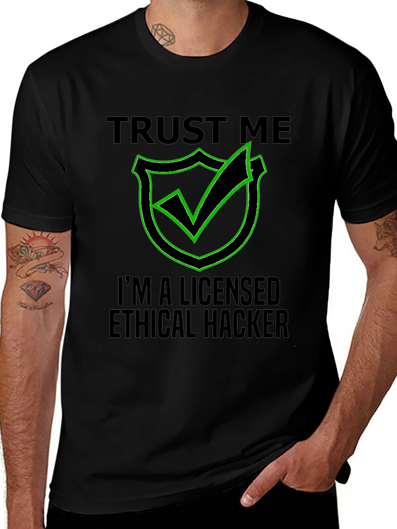 Variant 30 of Ethical Hacker T-Shirt: Trust Me, I'm Licensed!