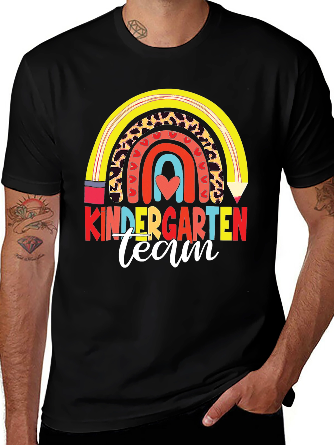 Variant 6 of Kindergarten Team Rainbow Heart T-Shirt