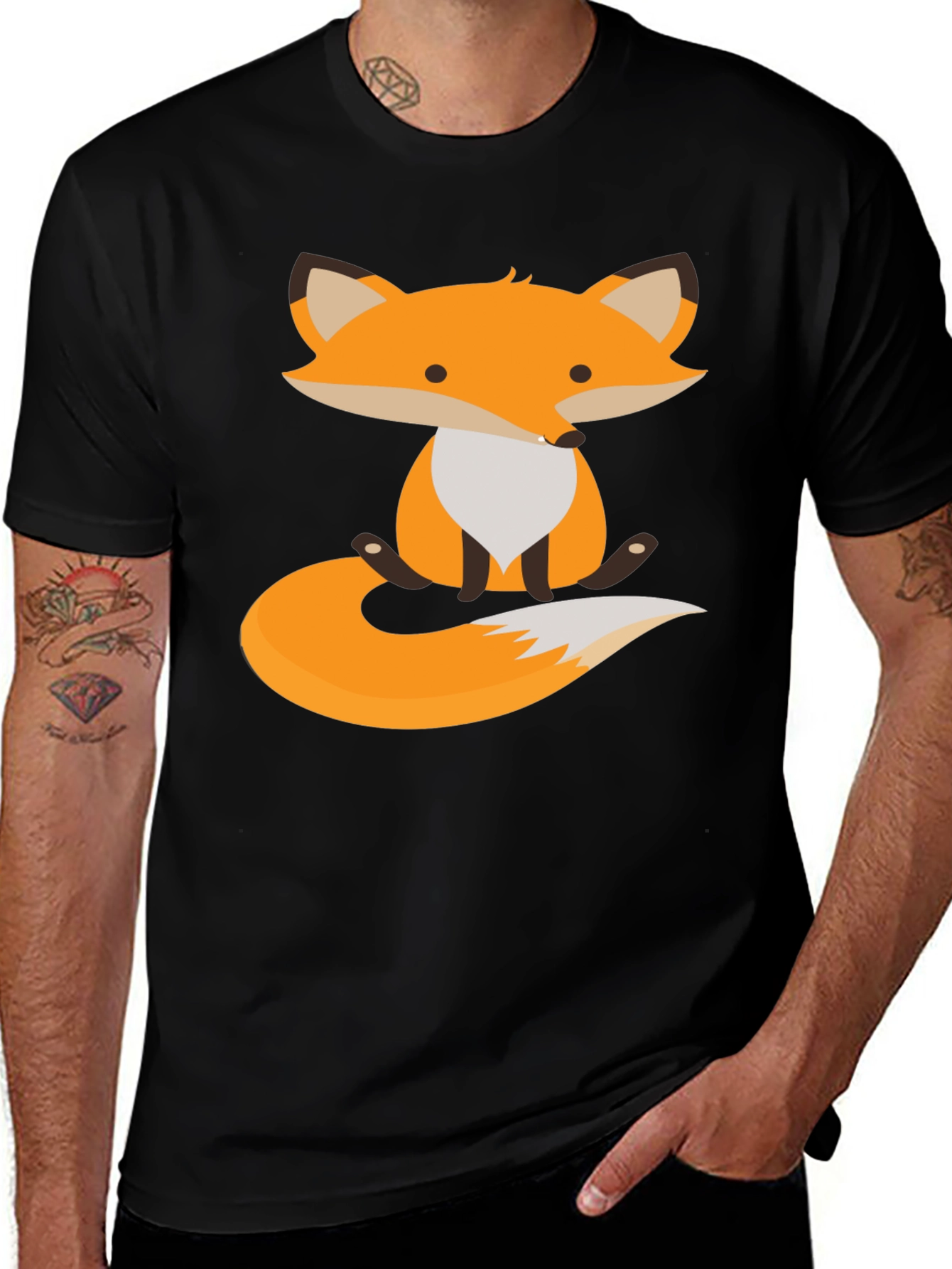 Variant 29 of Cute Fox Graphic Tee - Black Cotton T-Shirt