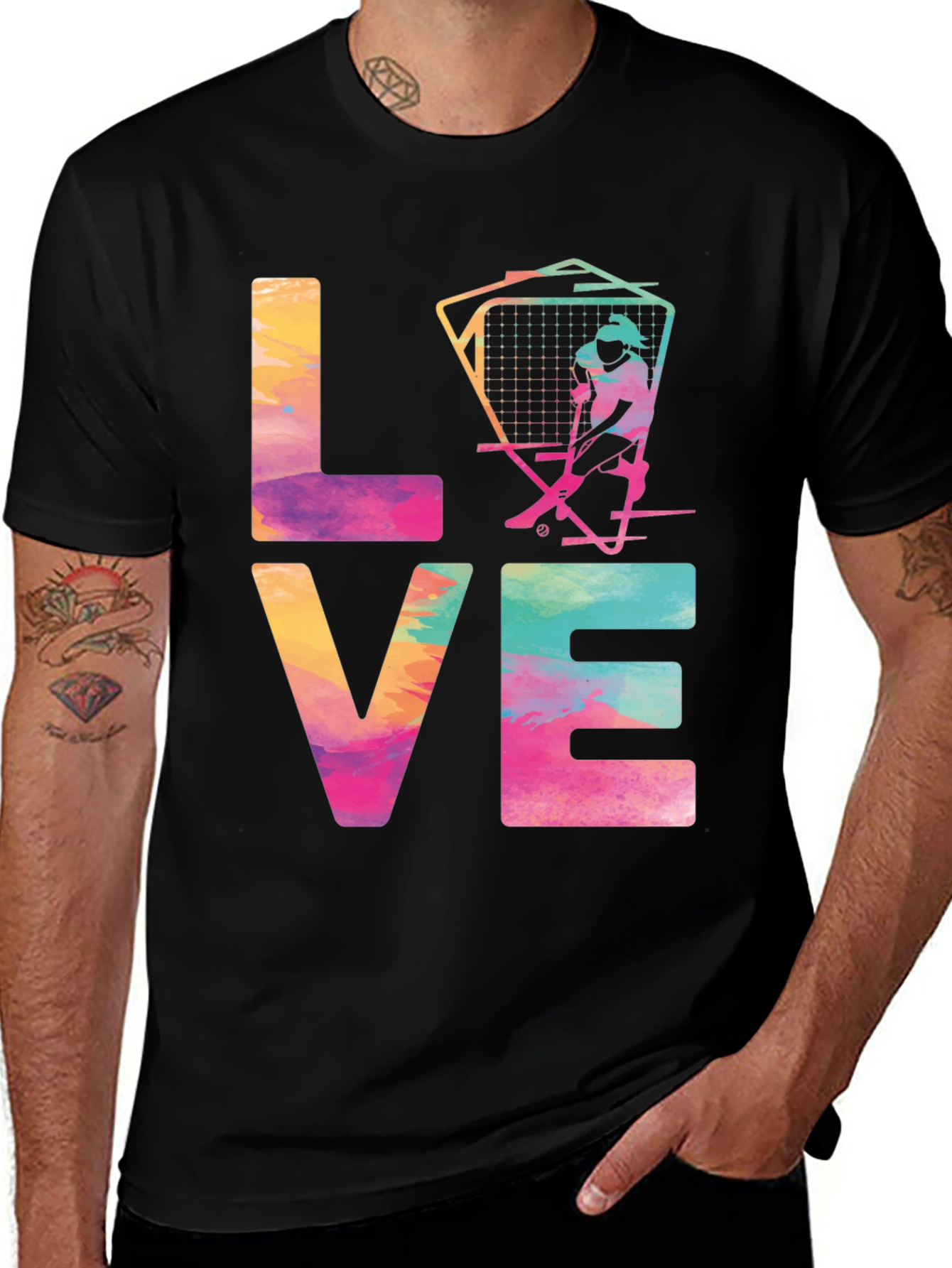 Variant 14 of LOVE Lacrosse Tee - Stylish Watercolor Design