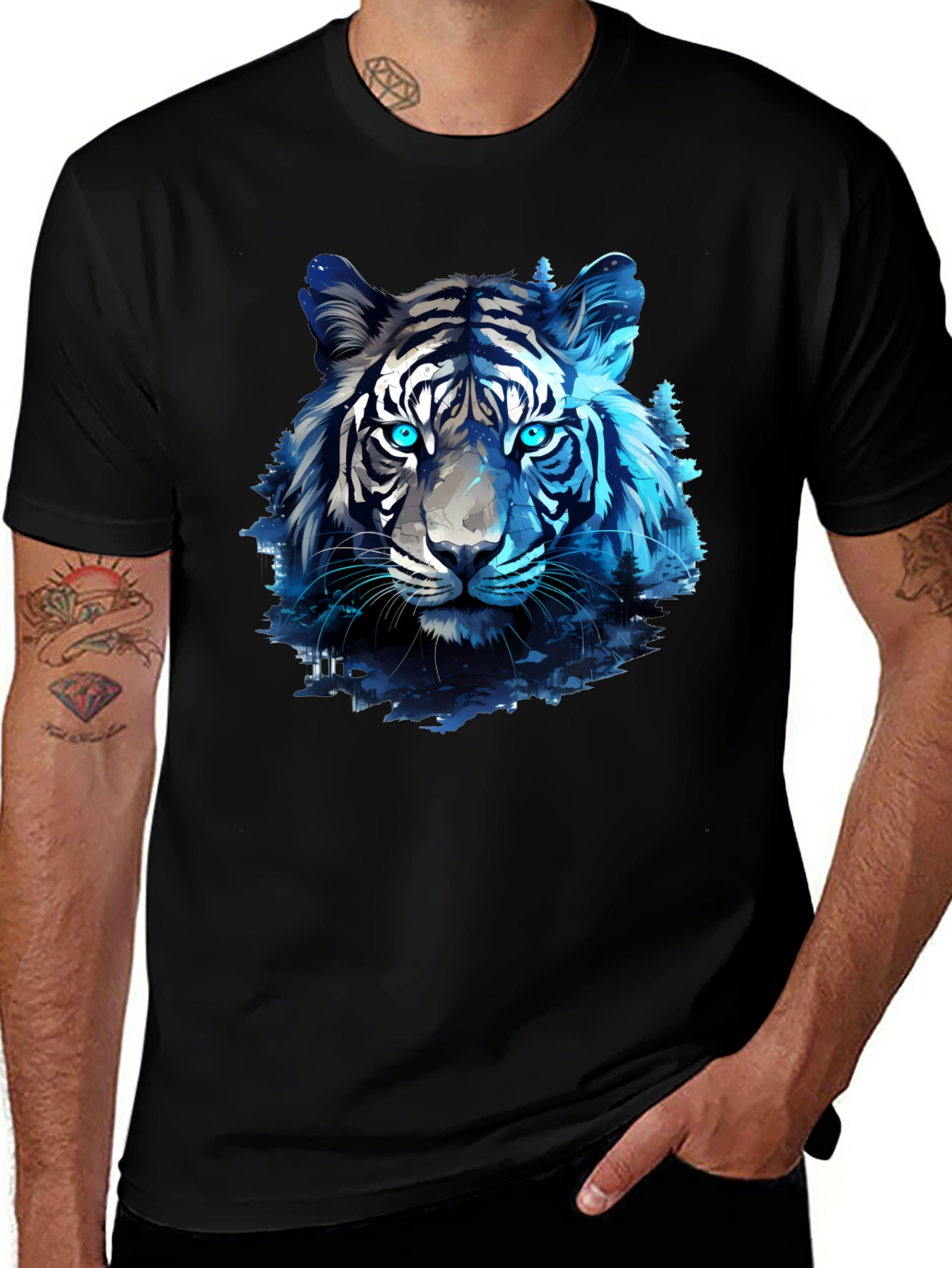 Variant 18 of Blue Tiger Graphic Tee - Cool Animal Print