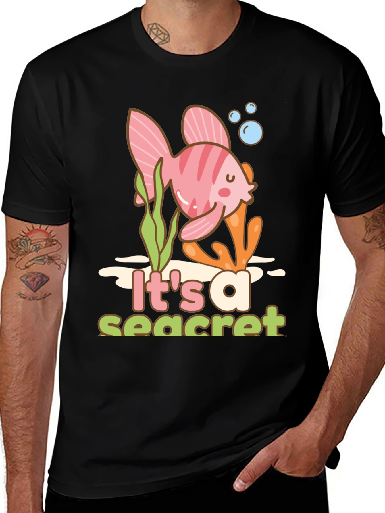 Variant 30 of It's a Sea-cret T-Shirt Cute Fish Graphic Tee