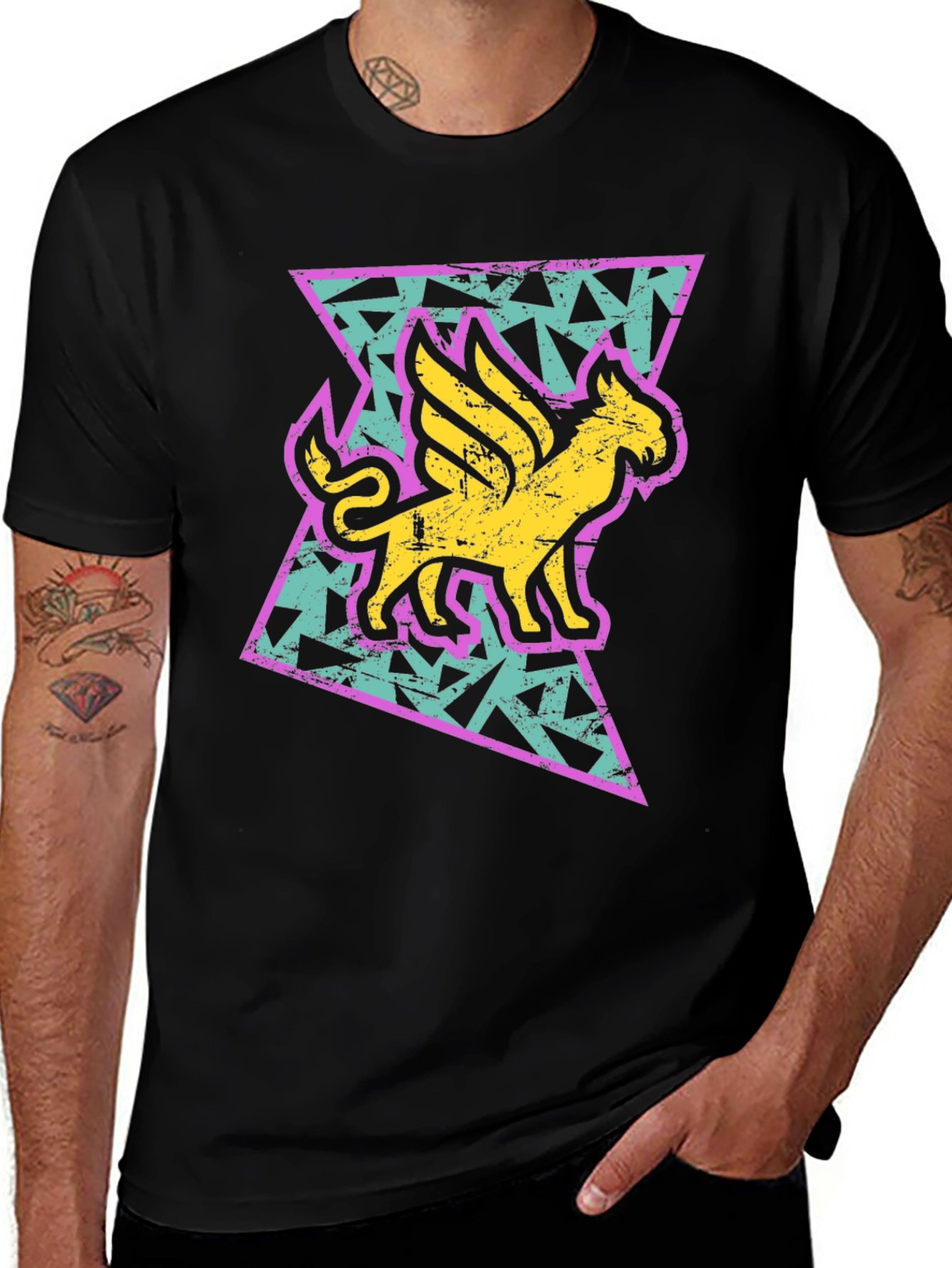 Variant 9 of Retro Gryphon Graphic Tee - Vintage Style T-Shirt