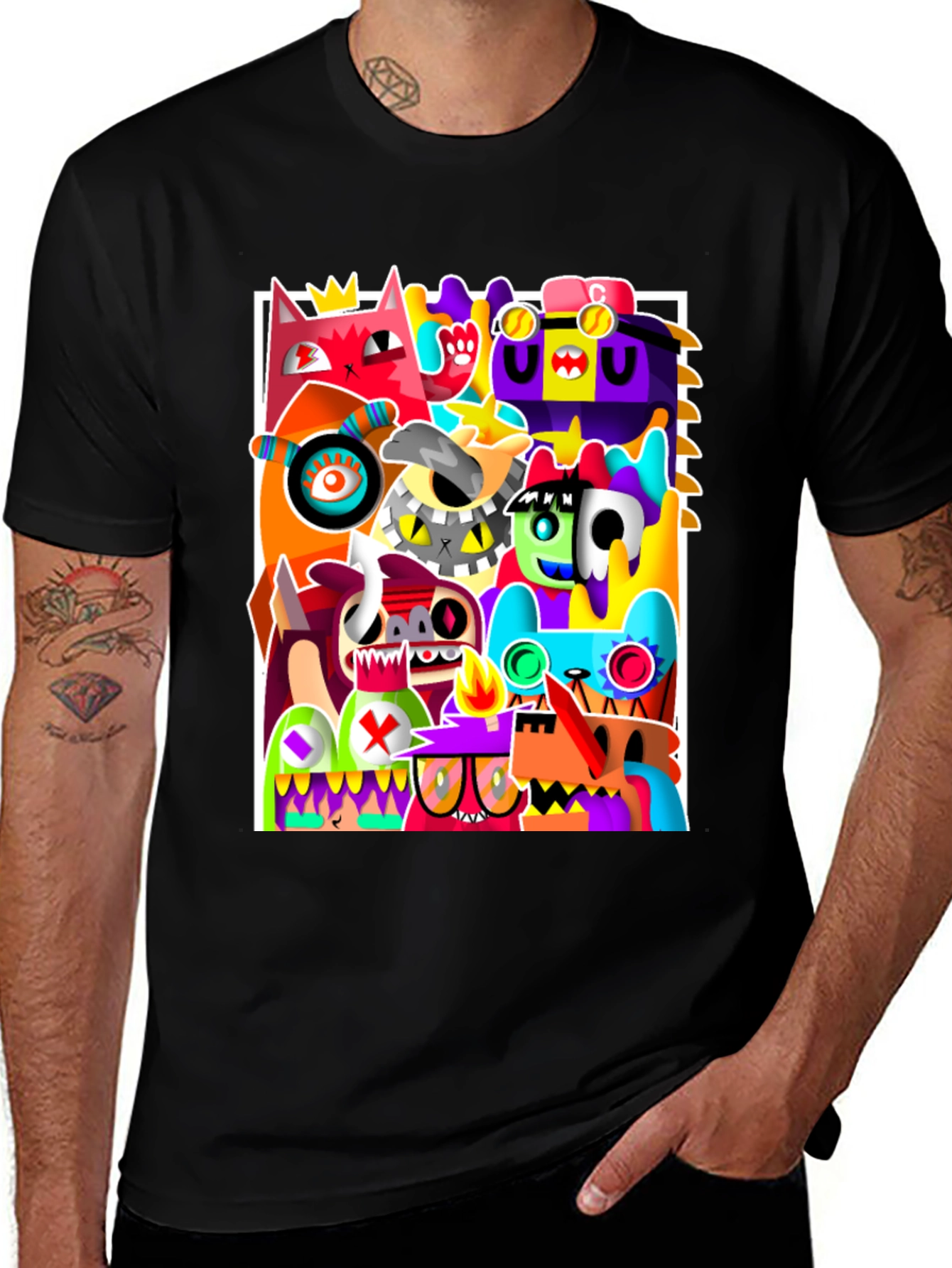 Variant 23 of Abstract Art Graphic Print Black T-Shirt