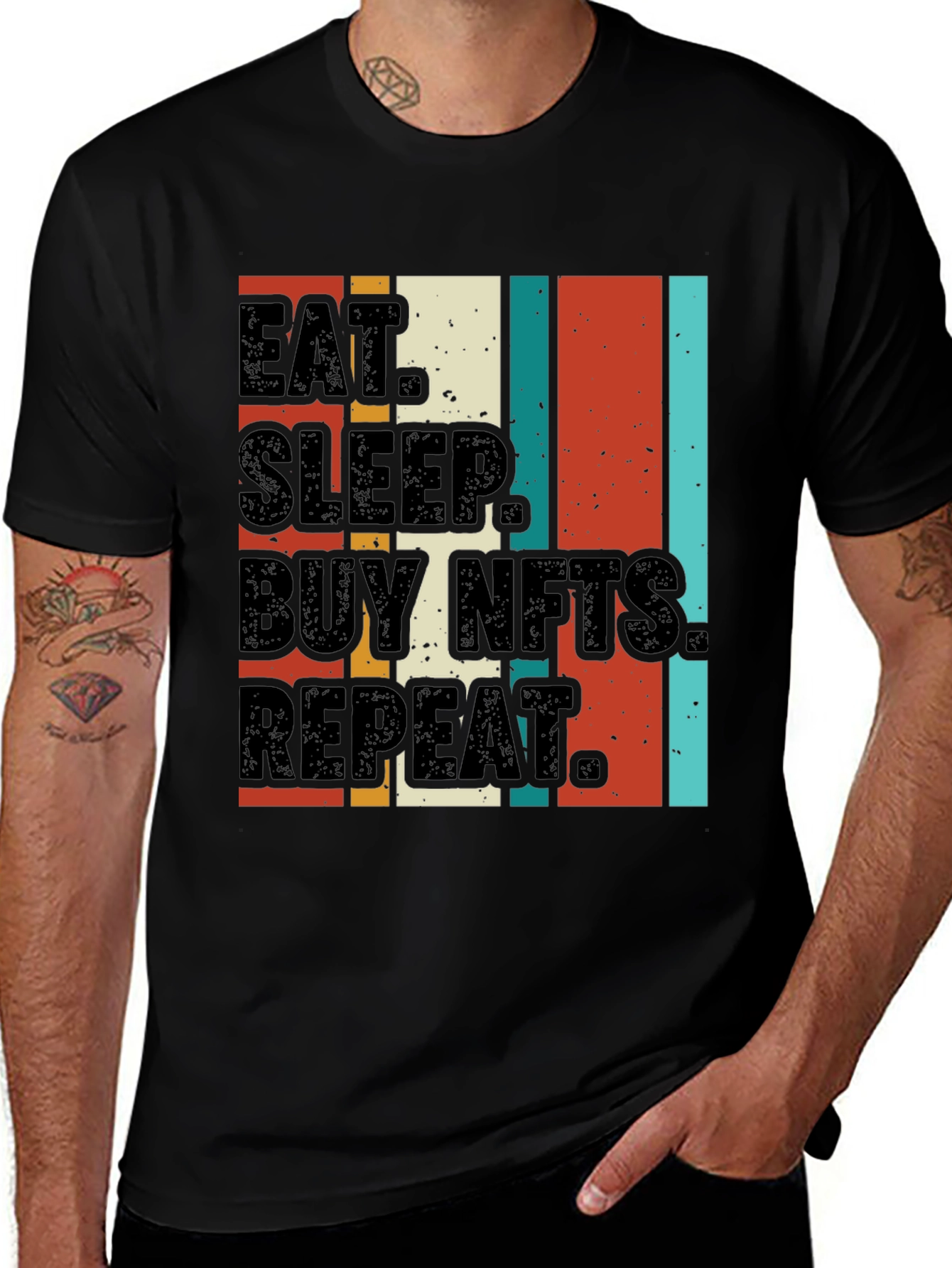 Eat Sleep Buy NFTs Repeat Graphic Tee