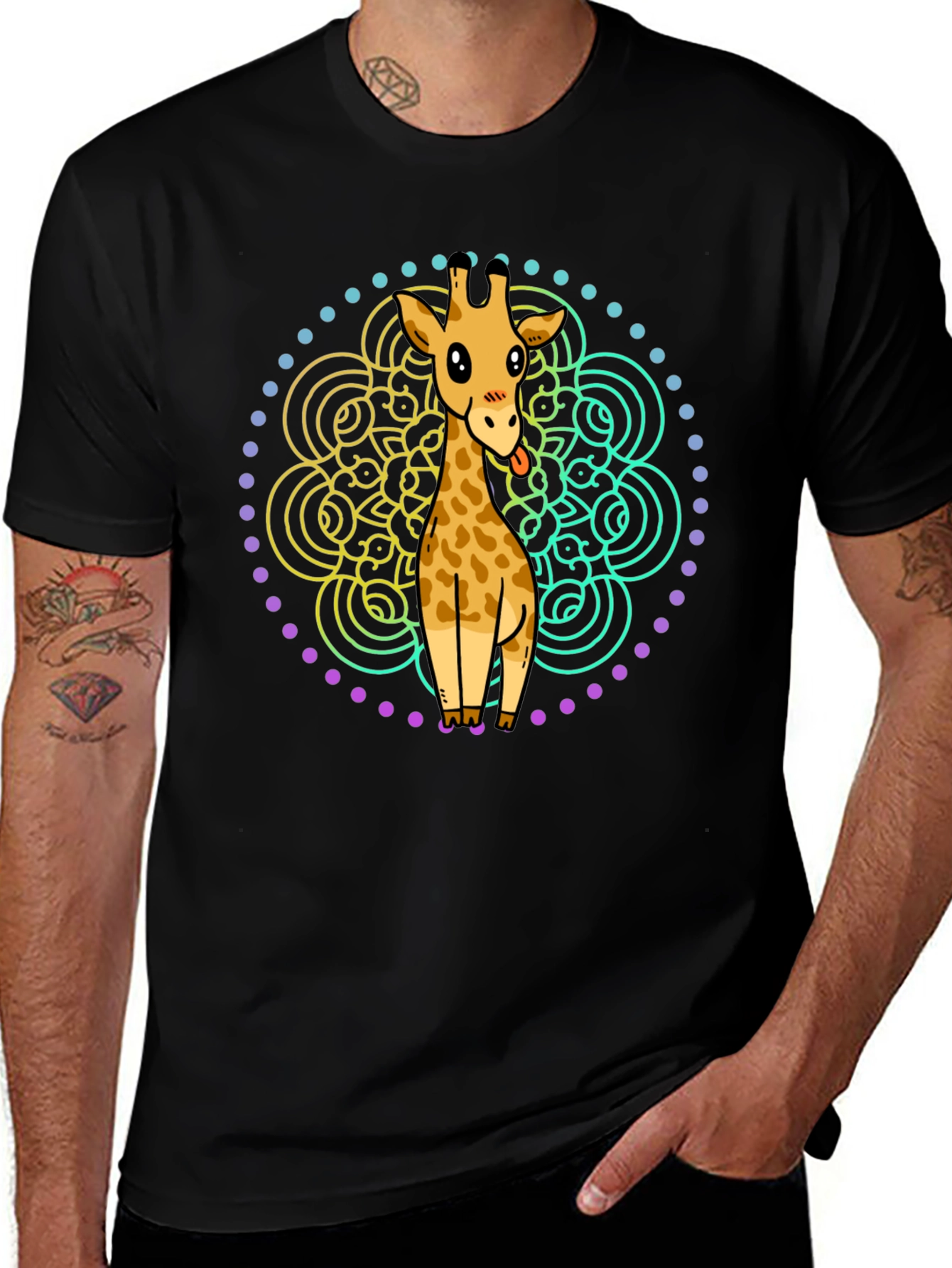 Variant 8 of Giraffe Mandala T-Shirt - Unique Animal Design