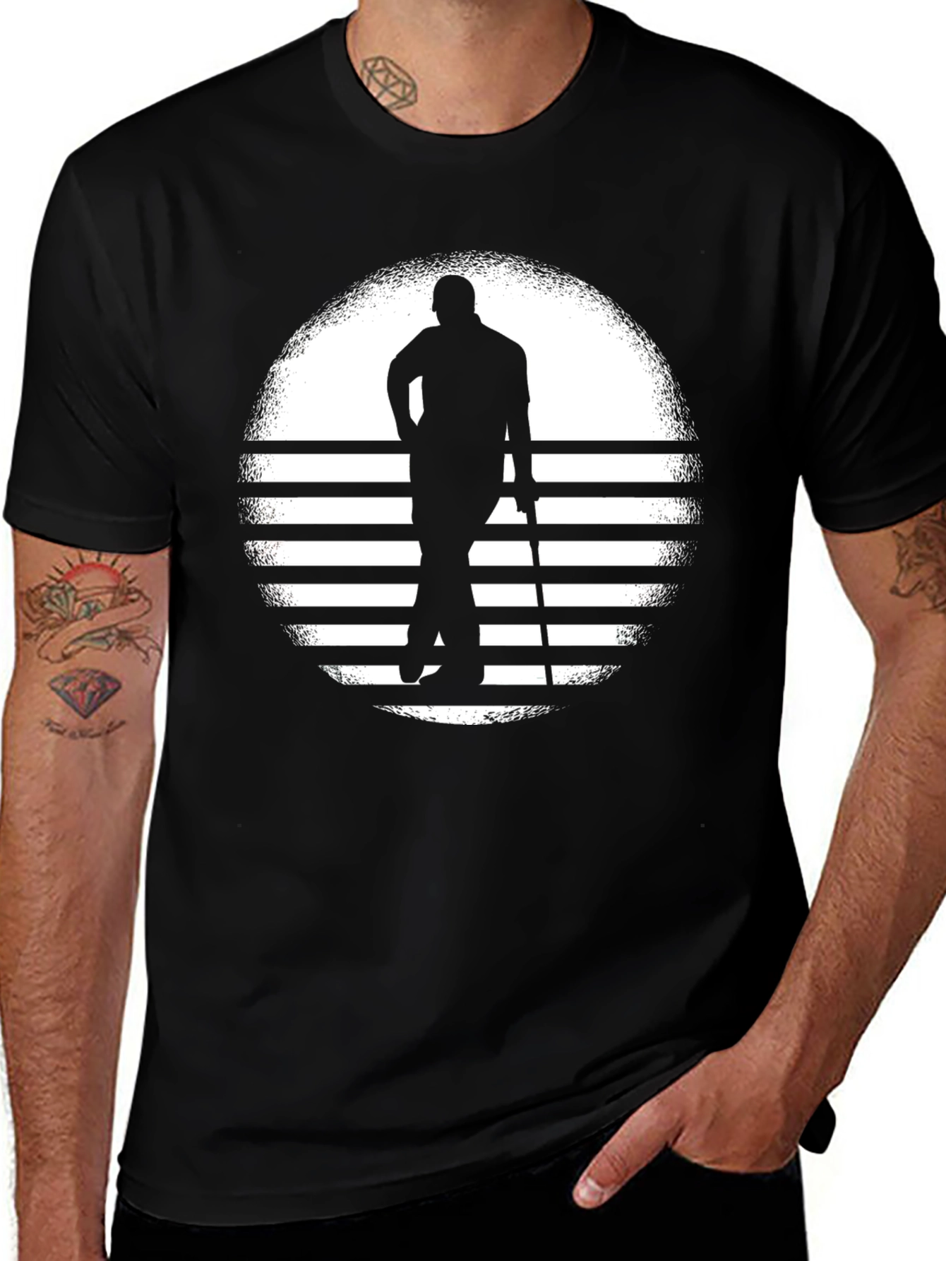 Variant 6 of Retro Golfer Silhouette Black T-Shirt