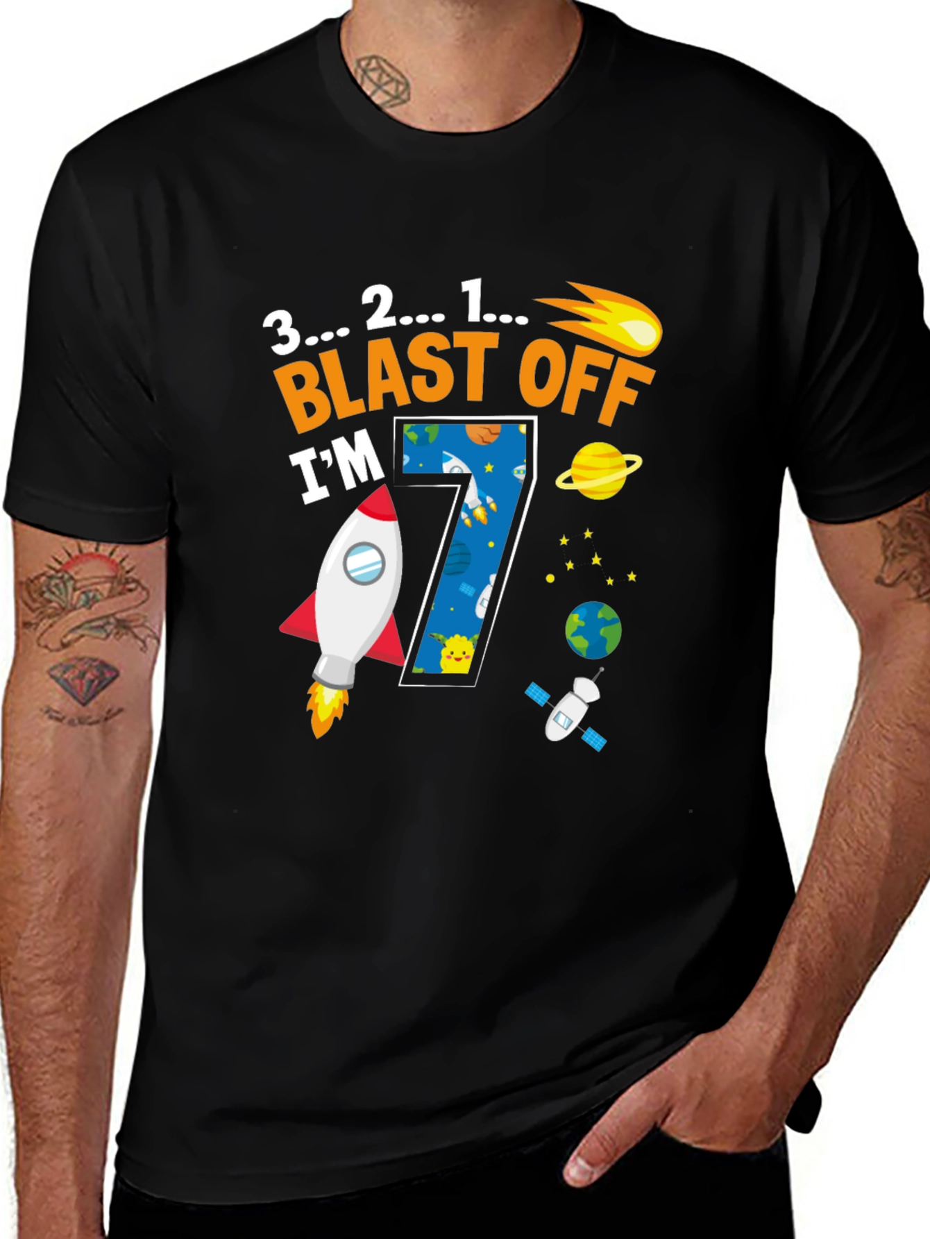 Blast Off 7th Birthday T-Shirt