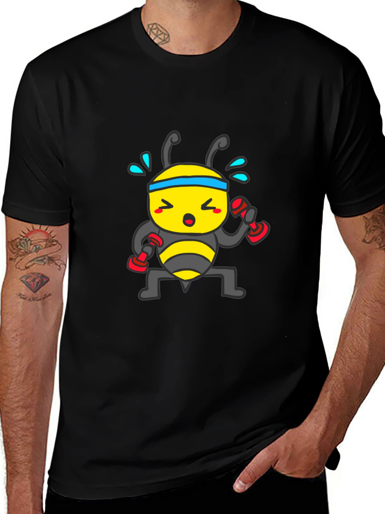 Variant 18 of Workout Bee Black T-Shirt - Funny Fitness Apparel