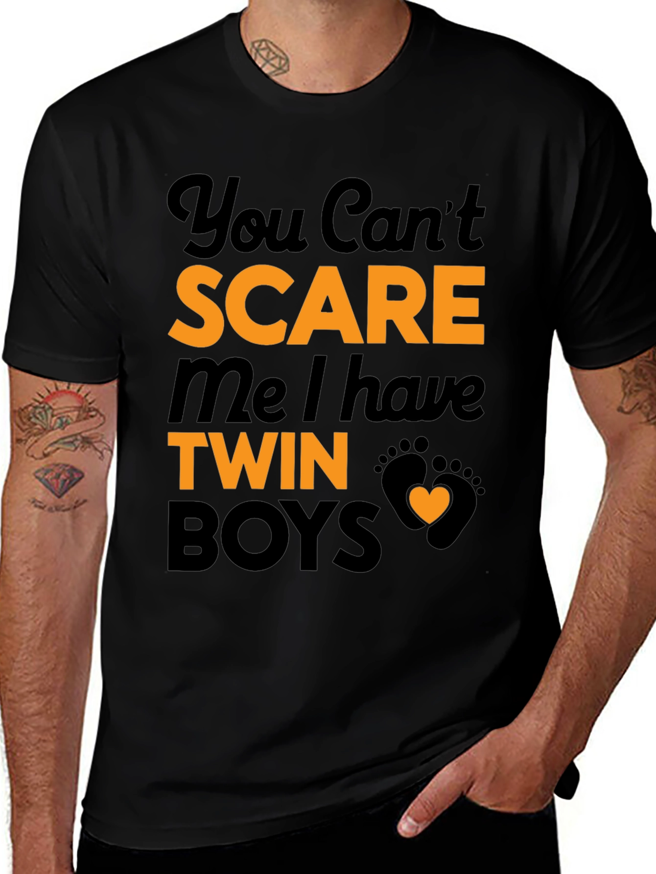 Black Twin Boys T-Shirt - You Can't Scare Me! main image