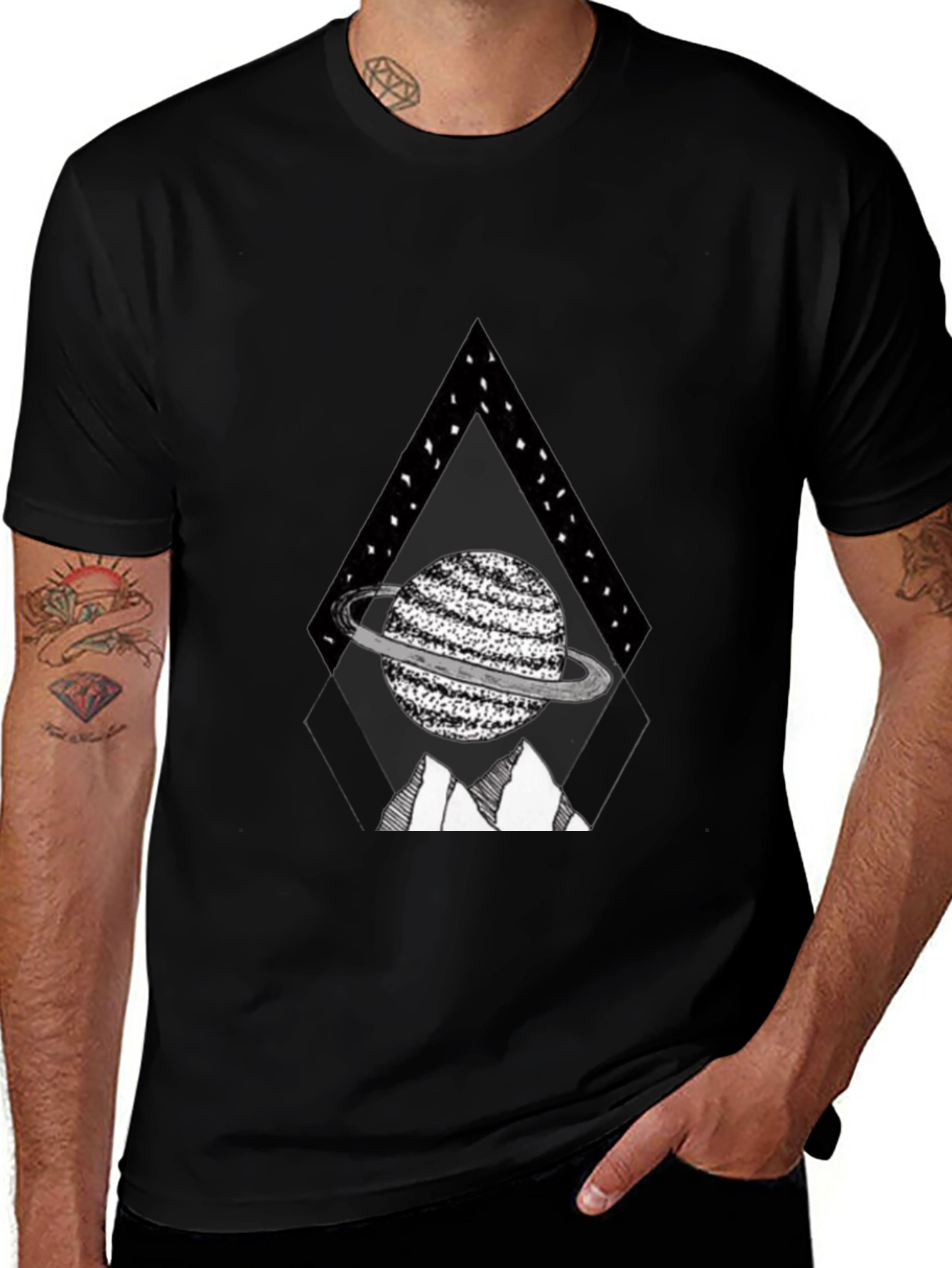Variant 12 of Planet Triangle Graphic Tee - Black Casual Shirt