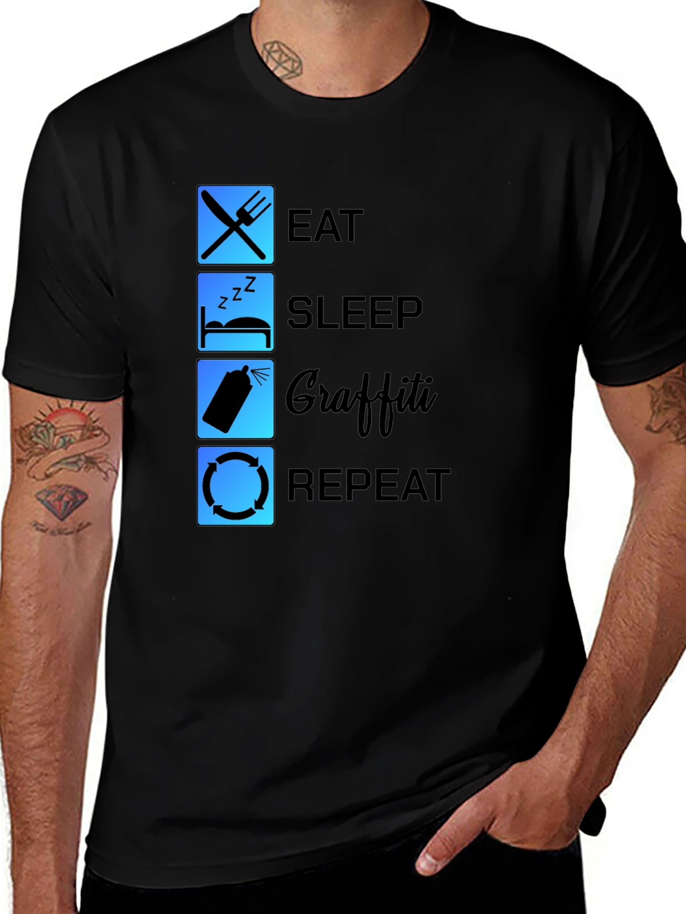 Variant 14 of Eat Sleep Graffiti Repeat T-Shirt