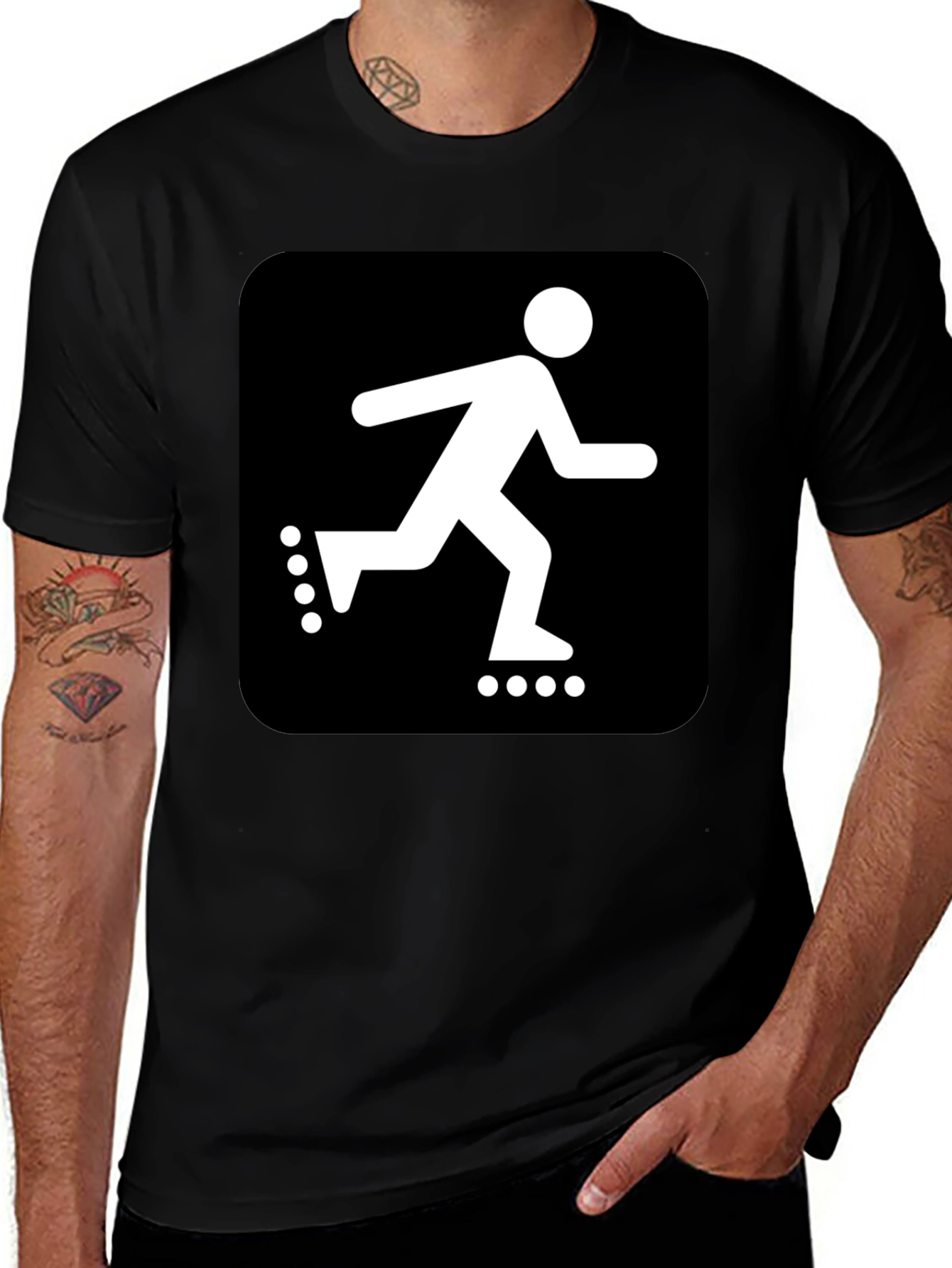 Variant 10 of Roller Skater Graphic Black T-Shirt