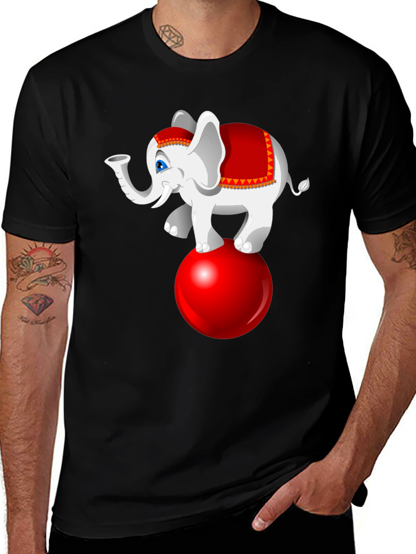 Variant 25 of Circus Elephant on Ball Graphic Tee