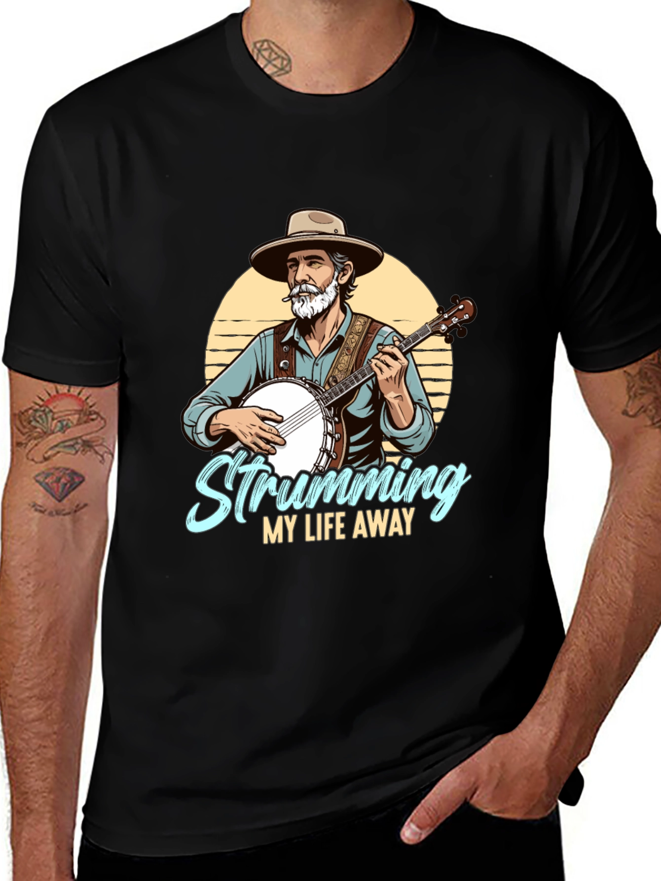 Variant 27 of Strumming My Life Away T-Shirt - Banjo Player Tee