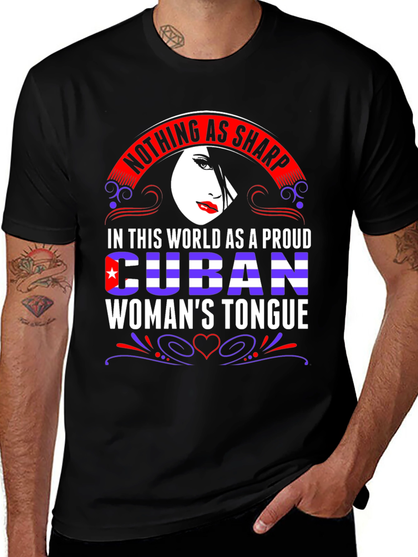 Variant 28 of Proud Cuban Woman's Tongue Graphic Tee