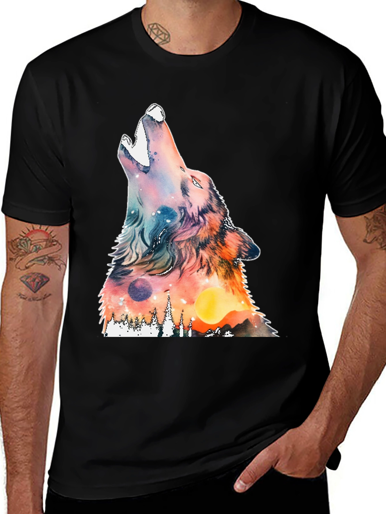 Variant 5 of Wolf Howl Graphic T-Shirt - Unique Design