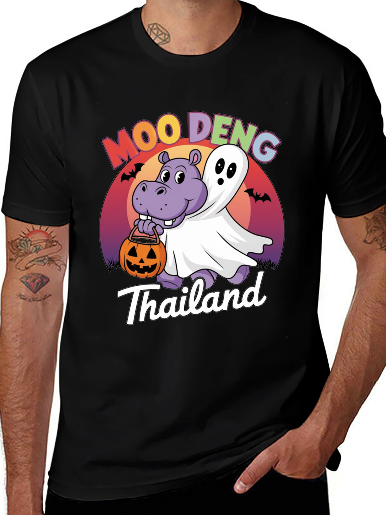 Moo Deng Thailand Halloween Hippo T-Shirt