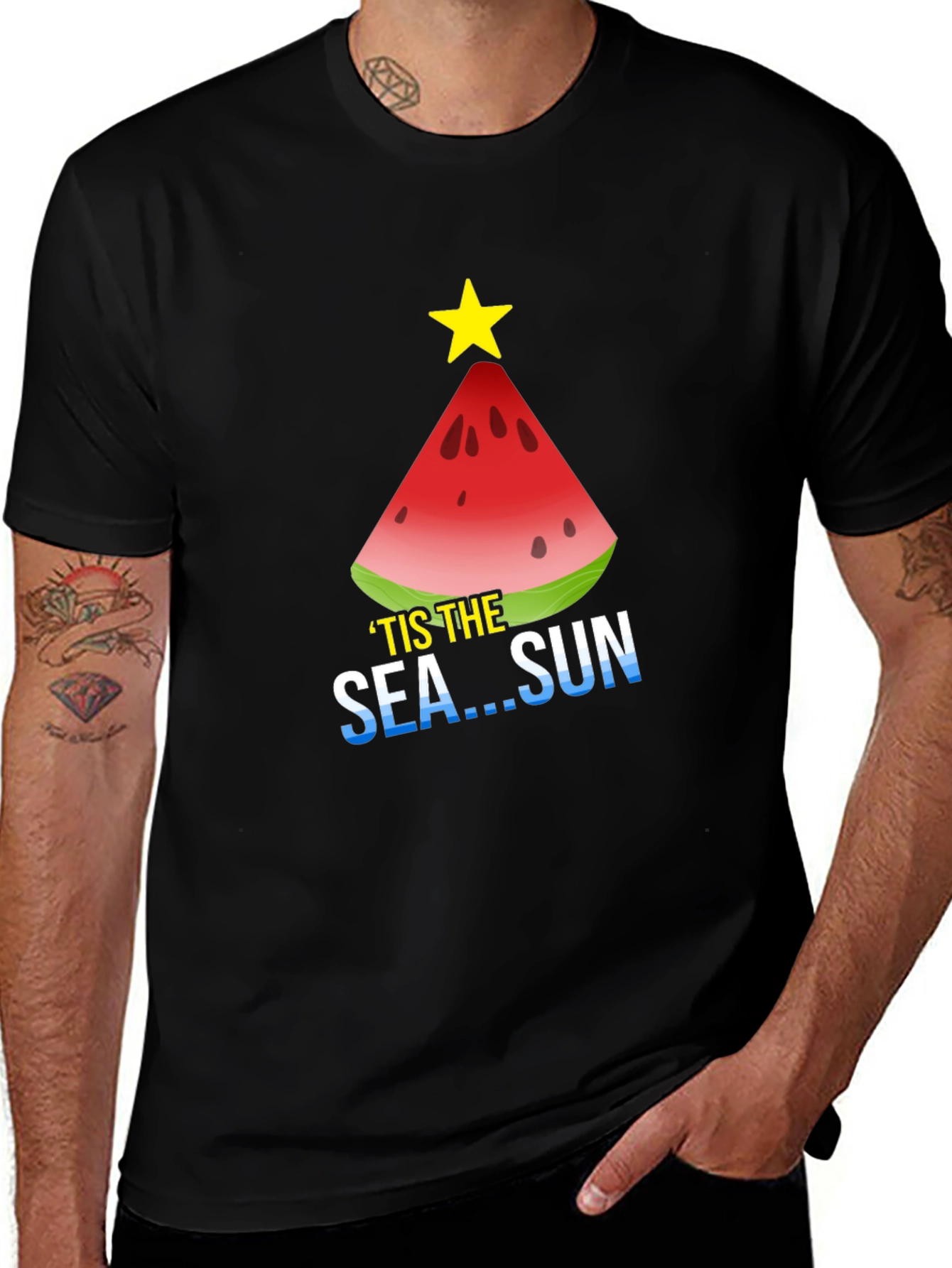 Tis the Sea-Sun Christmas Watermelon T-Shirt