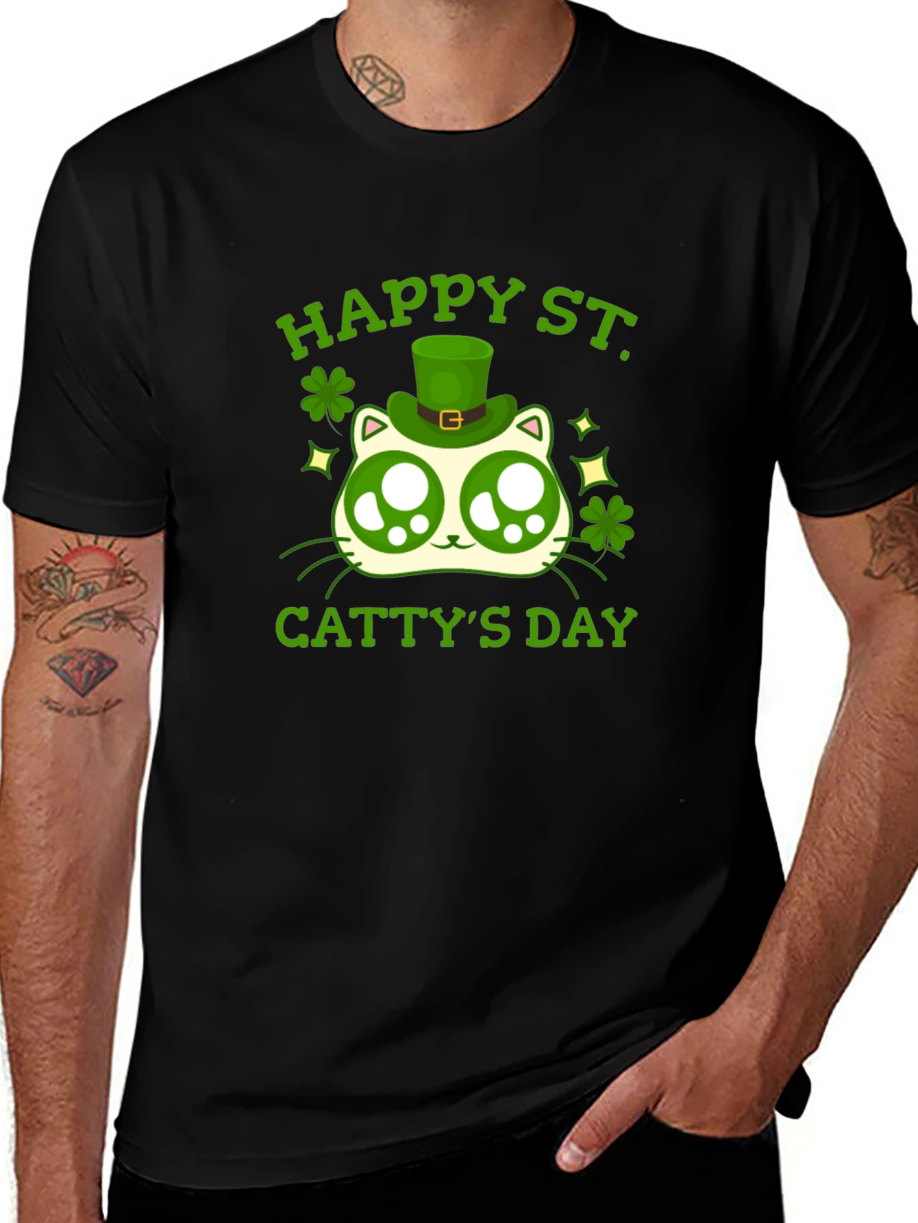 Variant 14 of Happy St. Catty's Day Black T-Shirt