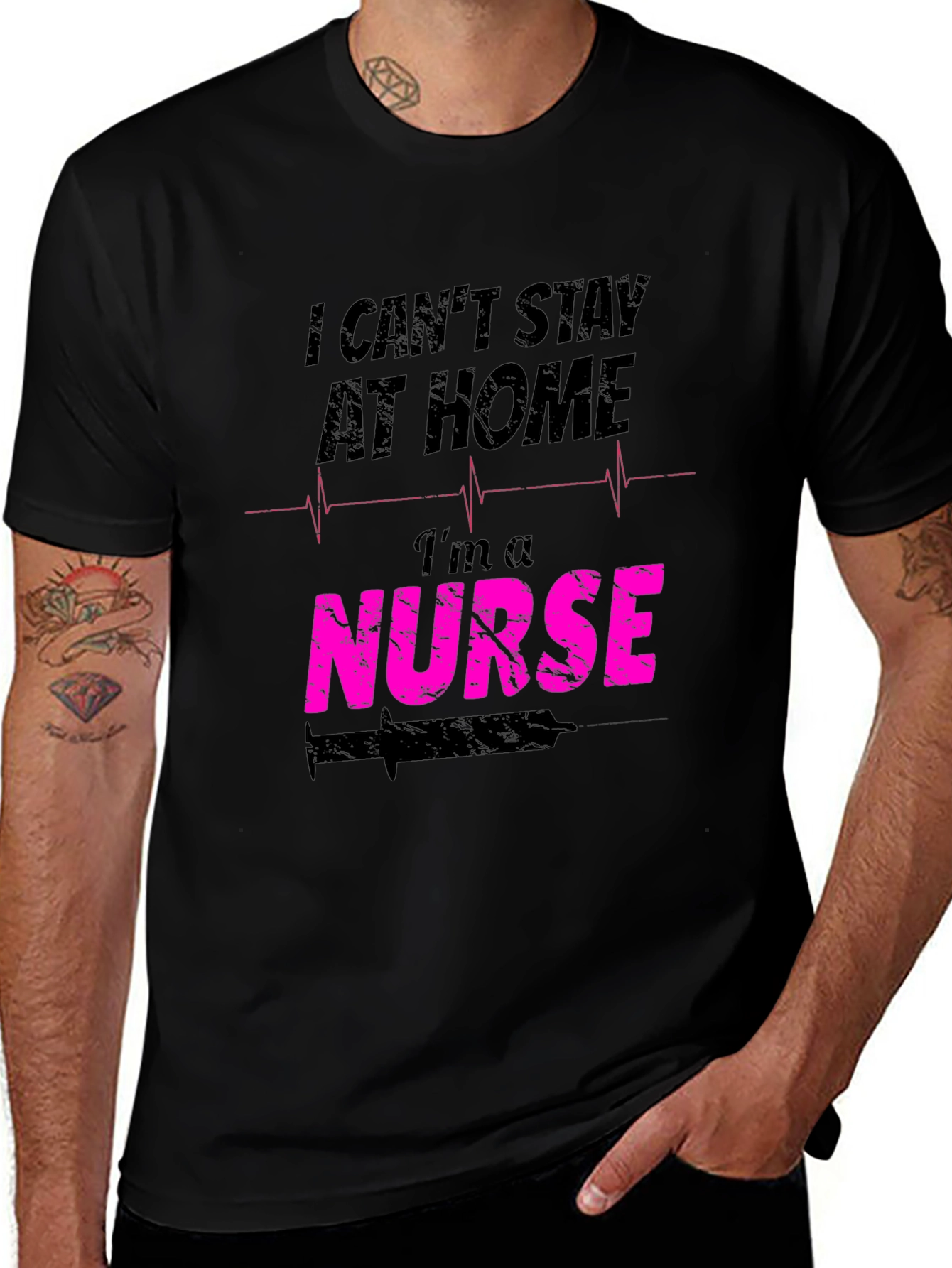 Black Nurse T-Shirt: I Can't Stay At Home main image