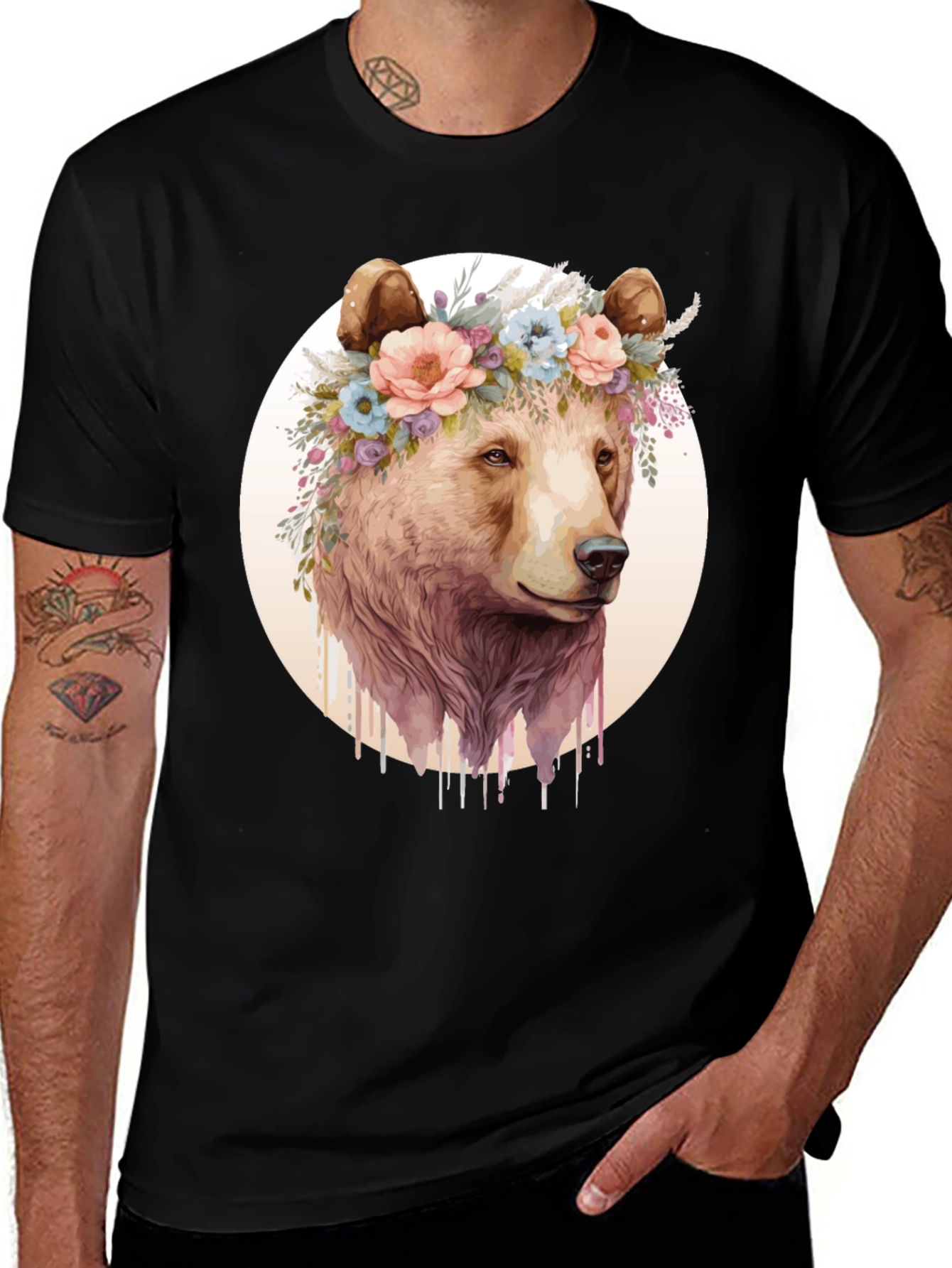 Variant 9 of Bear with Floral Crown Graphic Tee
