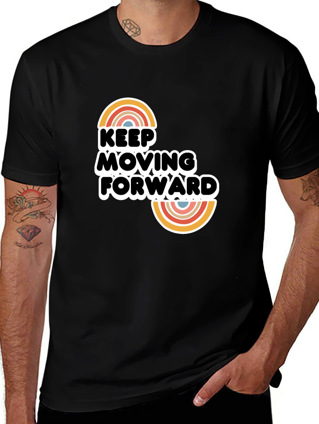 Variant 18 of Keep Moving Forward Graphic Tee - Trendy Rainbow Design