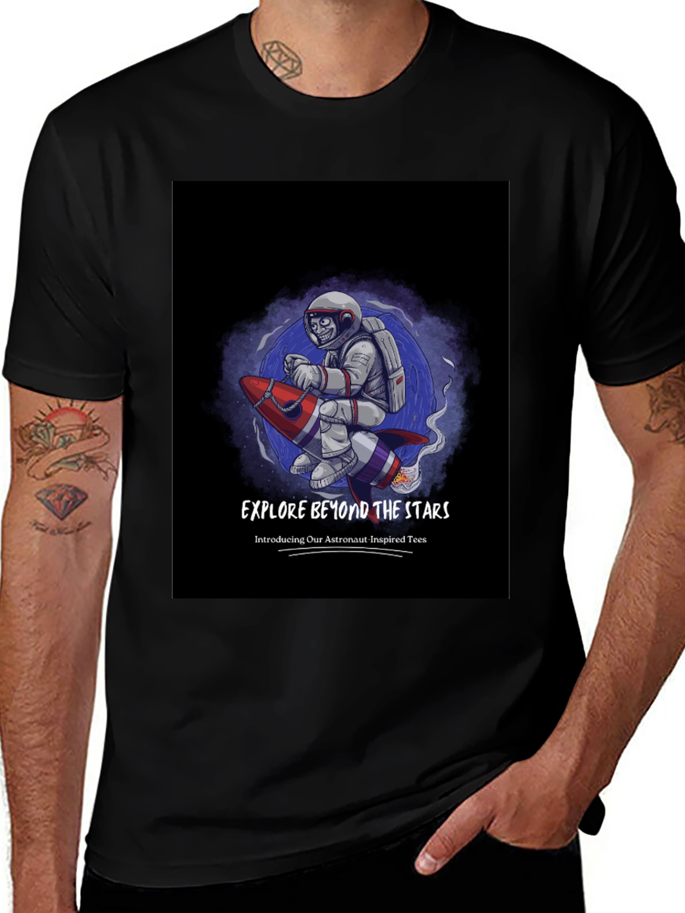 Variant 14 of Astronaut Rocket Graphic Tee - Explore Beyond the Stars!