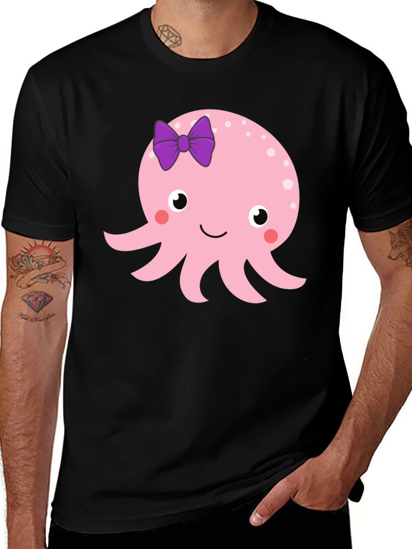 Variant 12 of Cute Octopus Graphic Tee - Black T-Shirt
