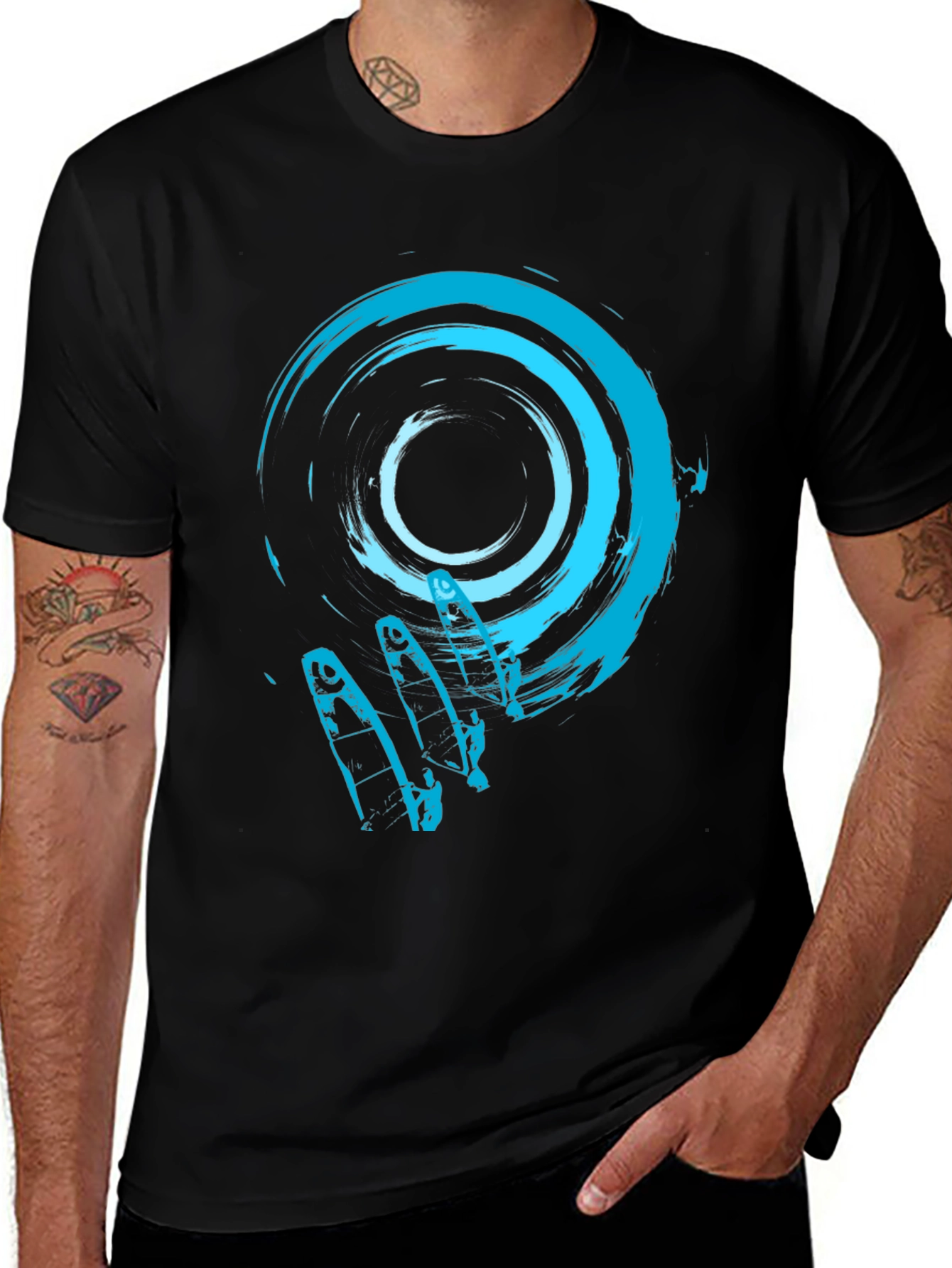 Abstract Graphic Print Black T-Shirt