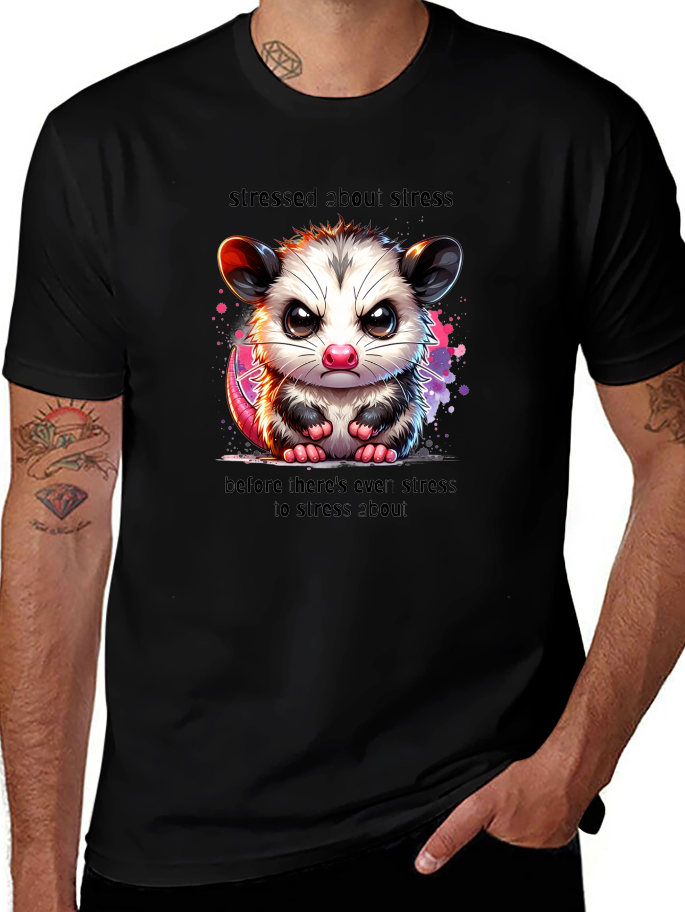 Variant 2 of Stressed Opossum T-Shirt - Funny Graphic Tee