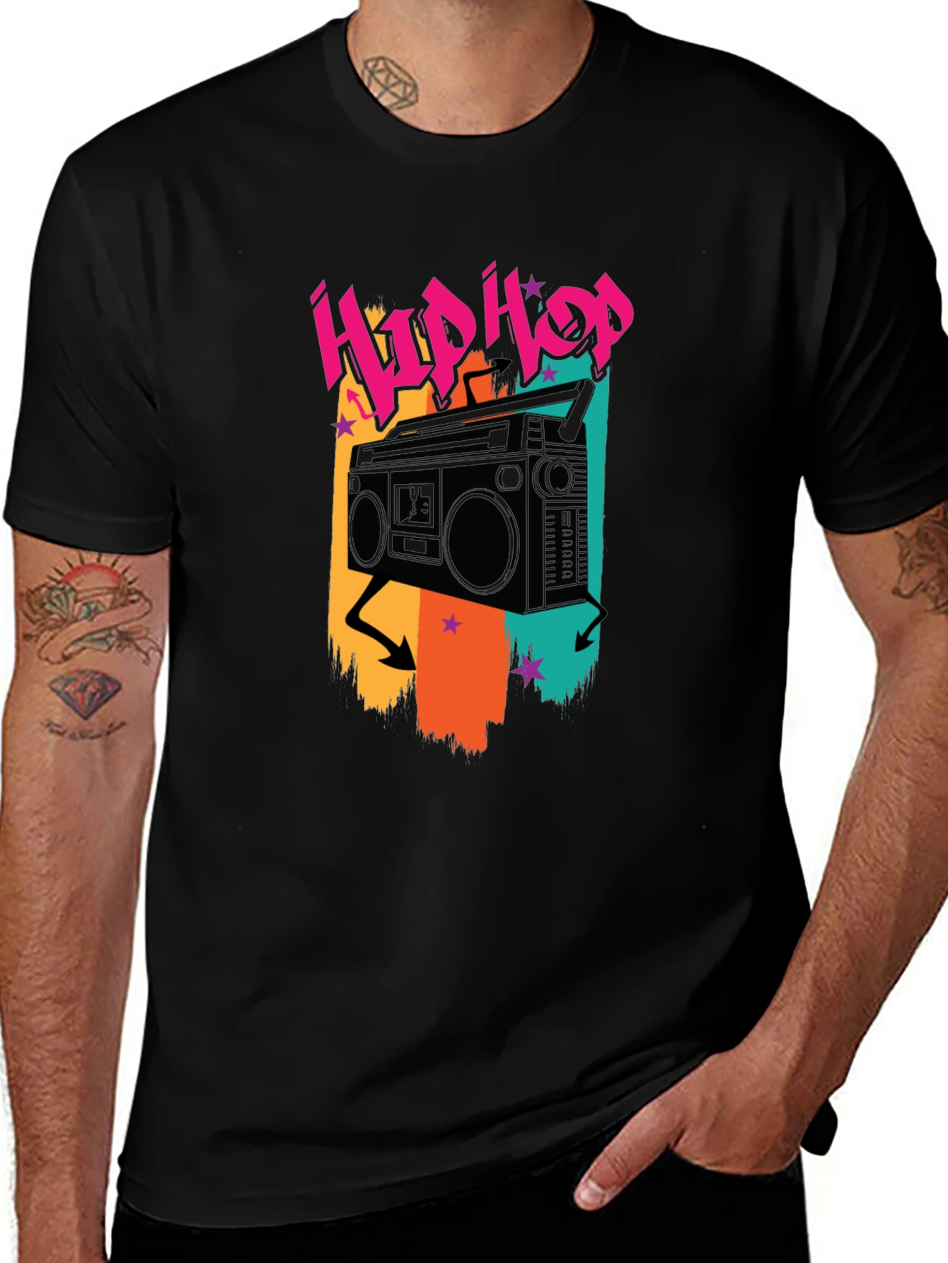 Variant 12 of Retro Hip Hop Boombox Graphic Tee