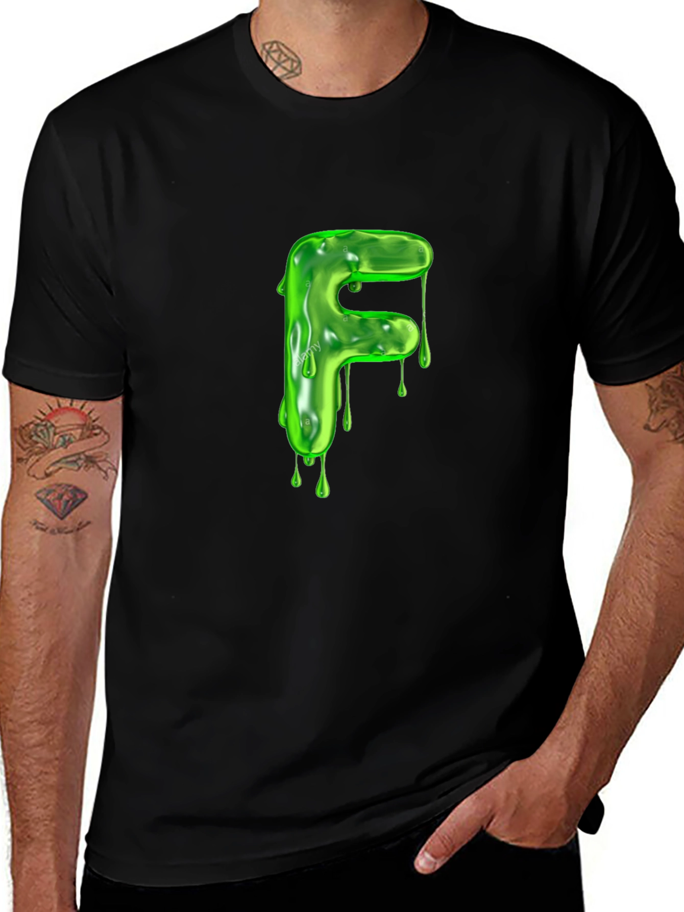 Variant 18 of Slime Letter F Graphic Tee - Fun & Unique!