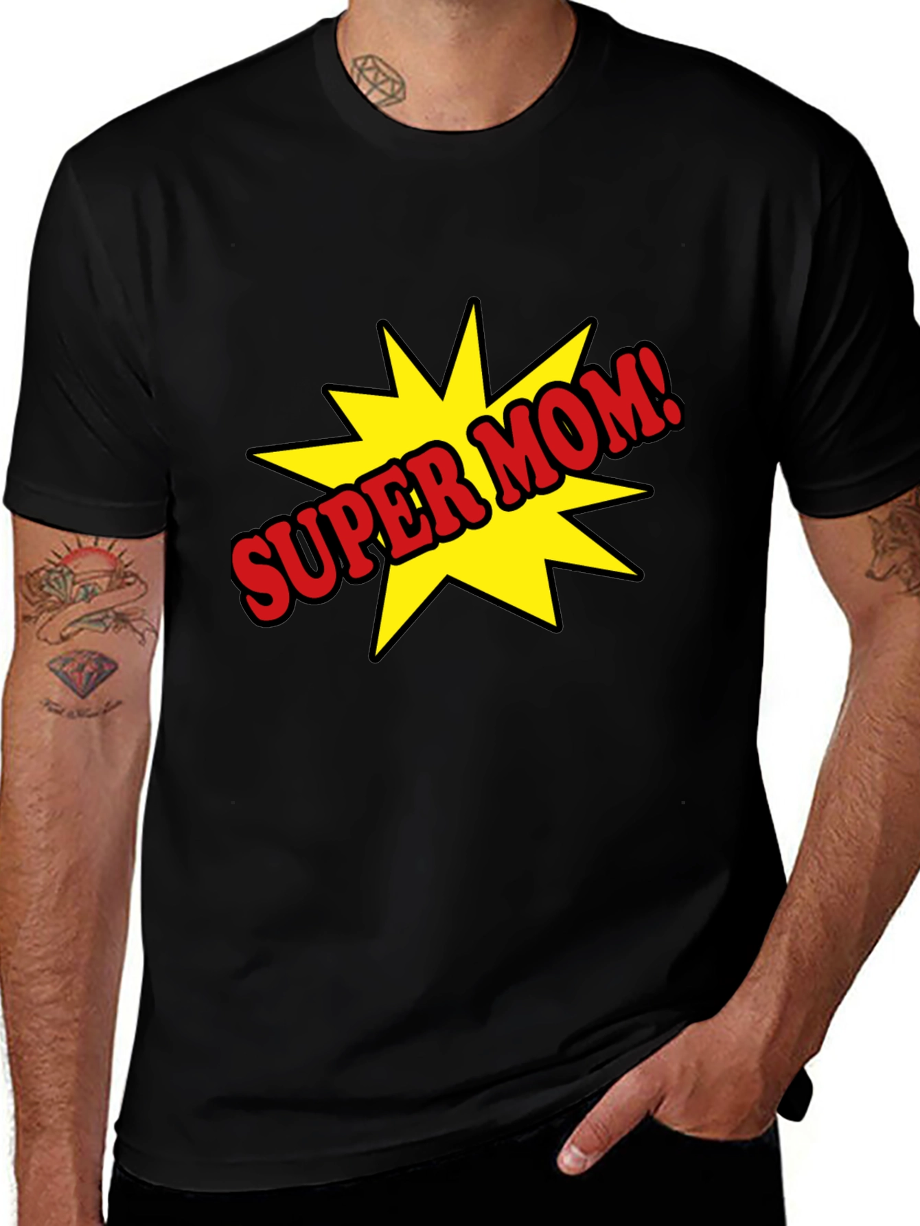 Super Mom Graphic Black T-Shirt