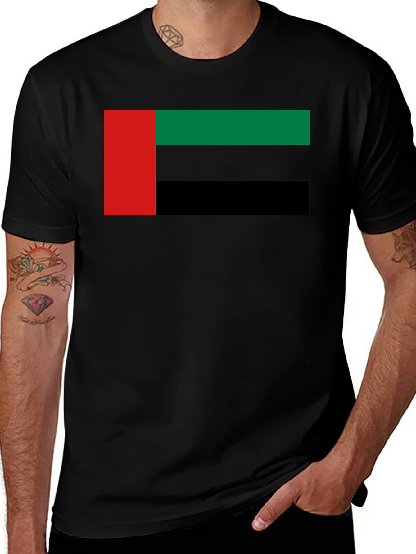 UAE Flag T-Shirt - Black Cotton Tee