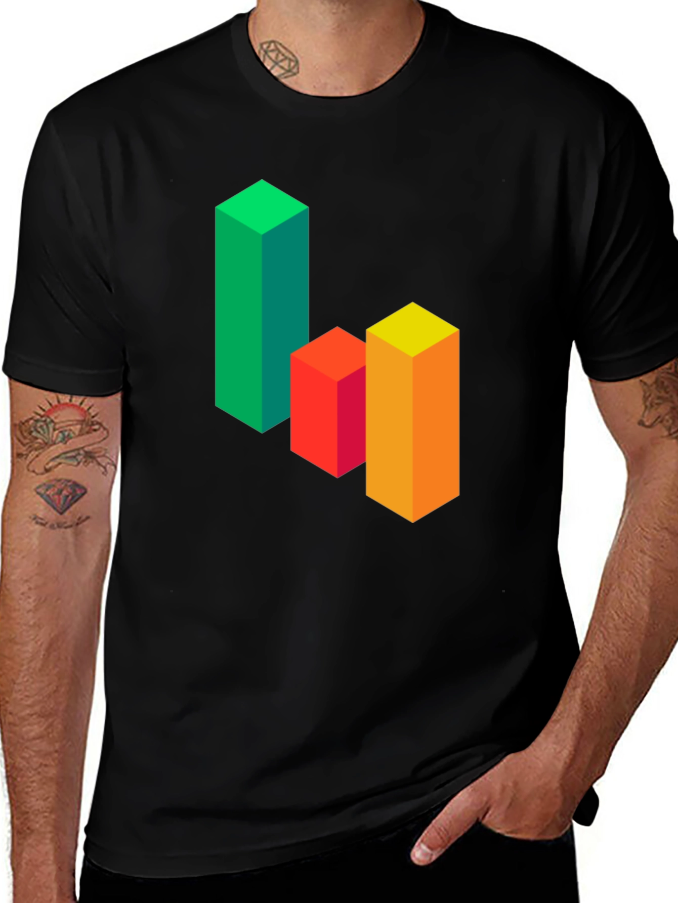 Variant 27 of Modern Geometric Block Graphic Tee - Black