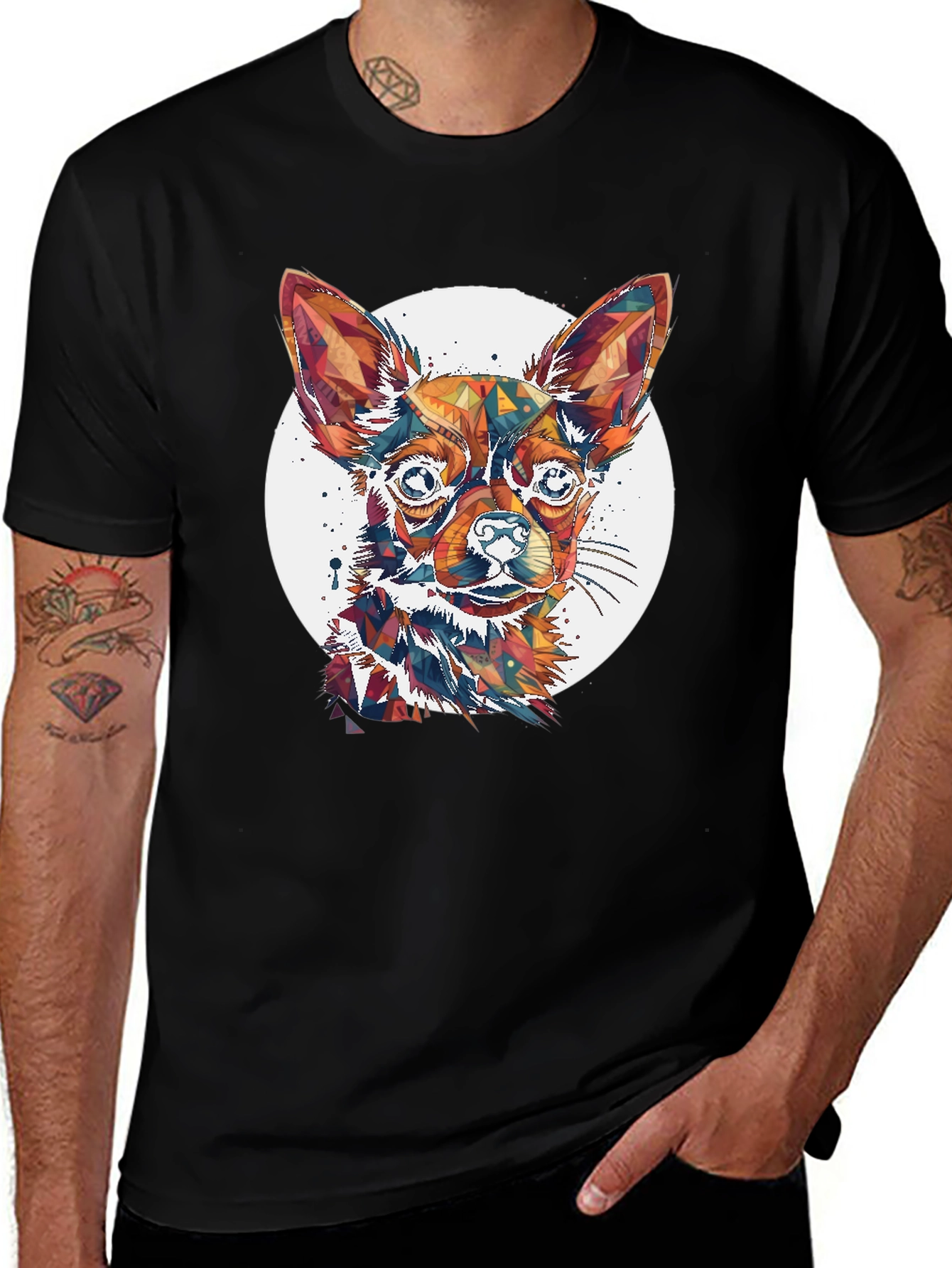 Variant 5 of Geometric Chihuahua Graphic Tee - Modern Dog Lover Shirt