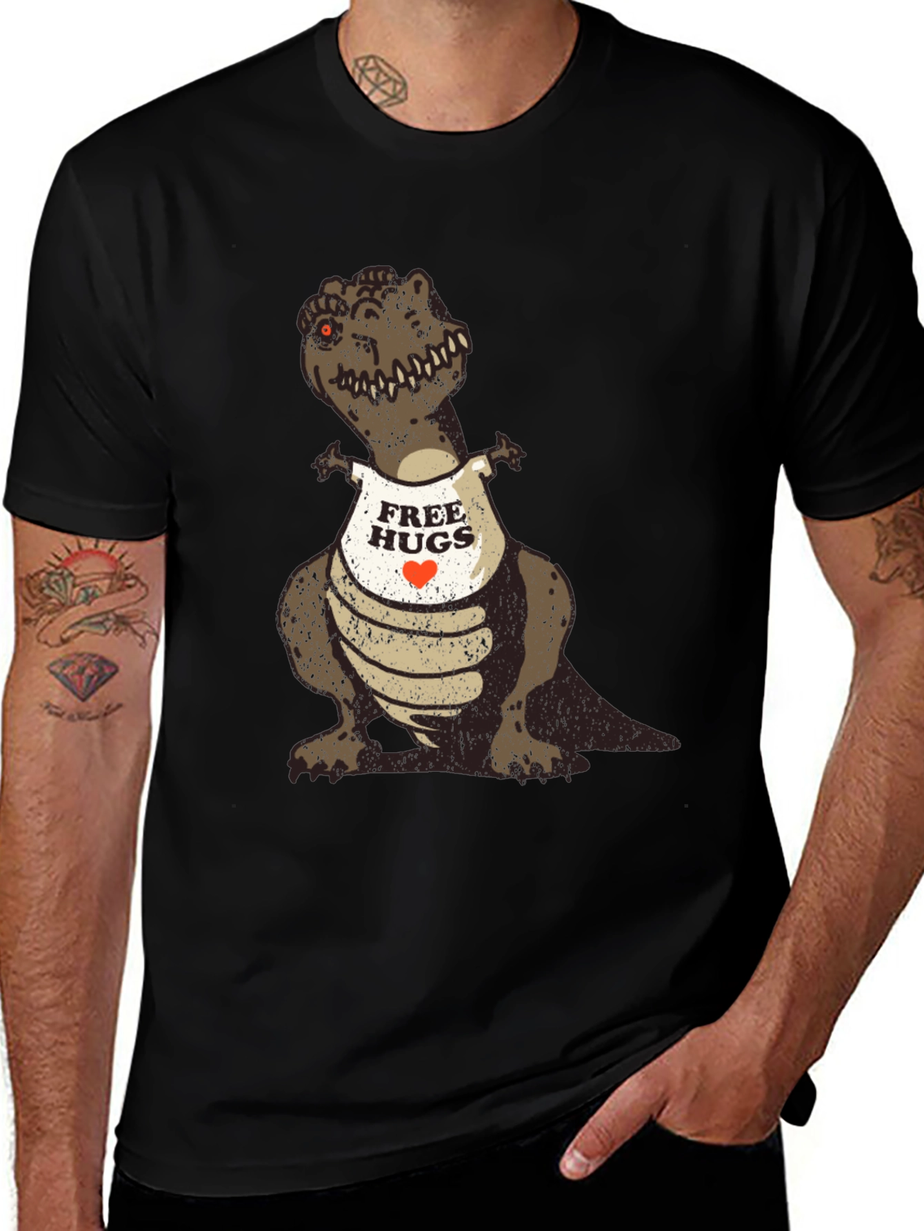 Variant 23 of Dinosaur Free Hugs T-Shirt - Fun Graphic Tee