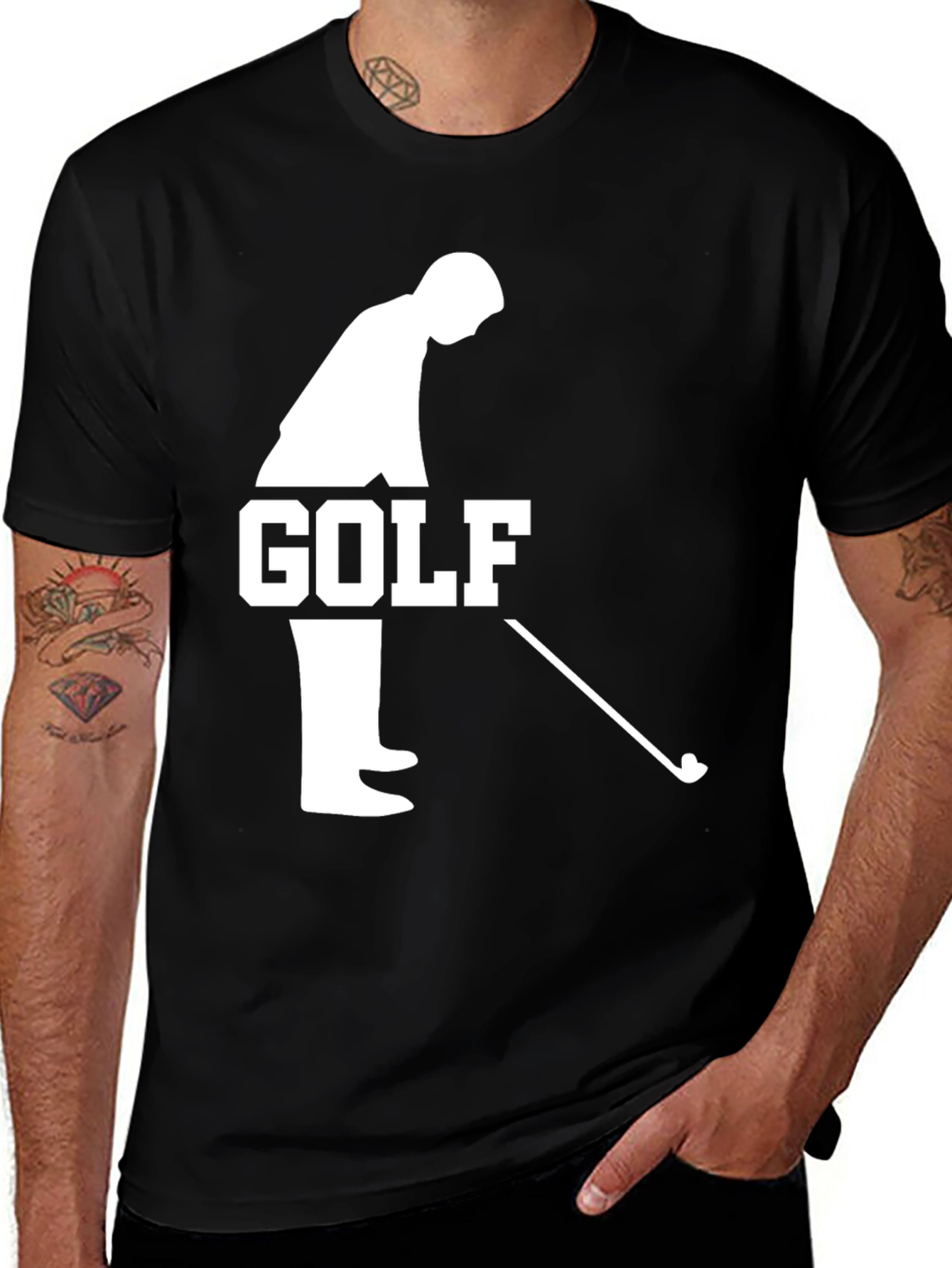 Variant 9 of Golf Player Graphic Tee - Casual Men's Black T-Shirt