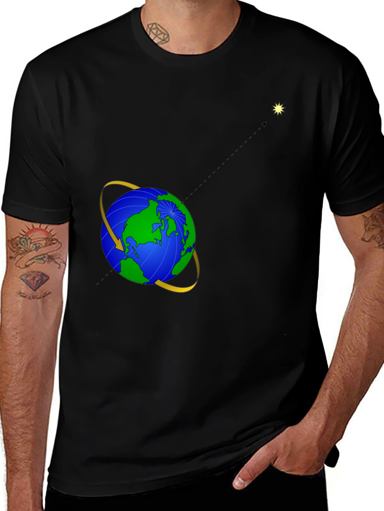 Earth Rotation Graphic Tee - Black