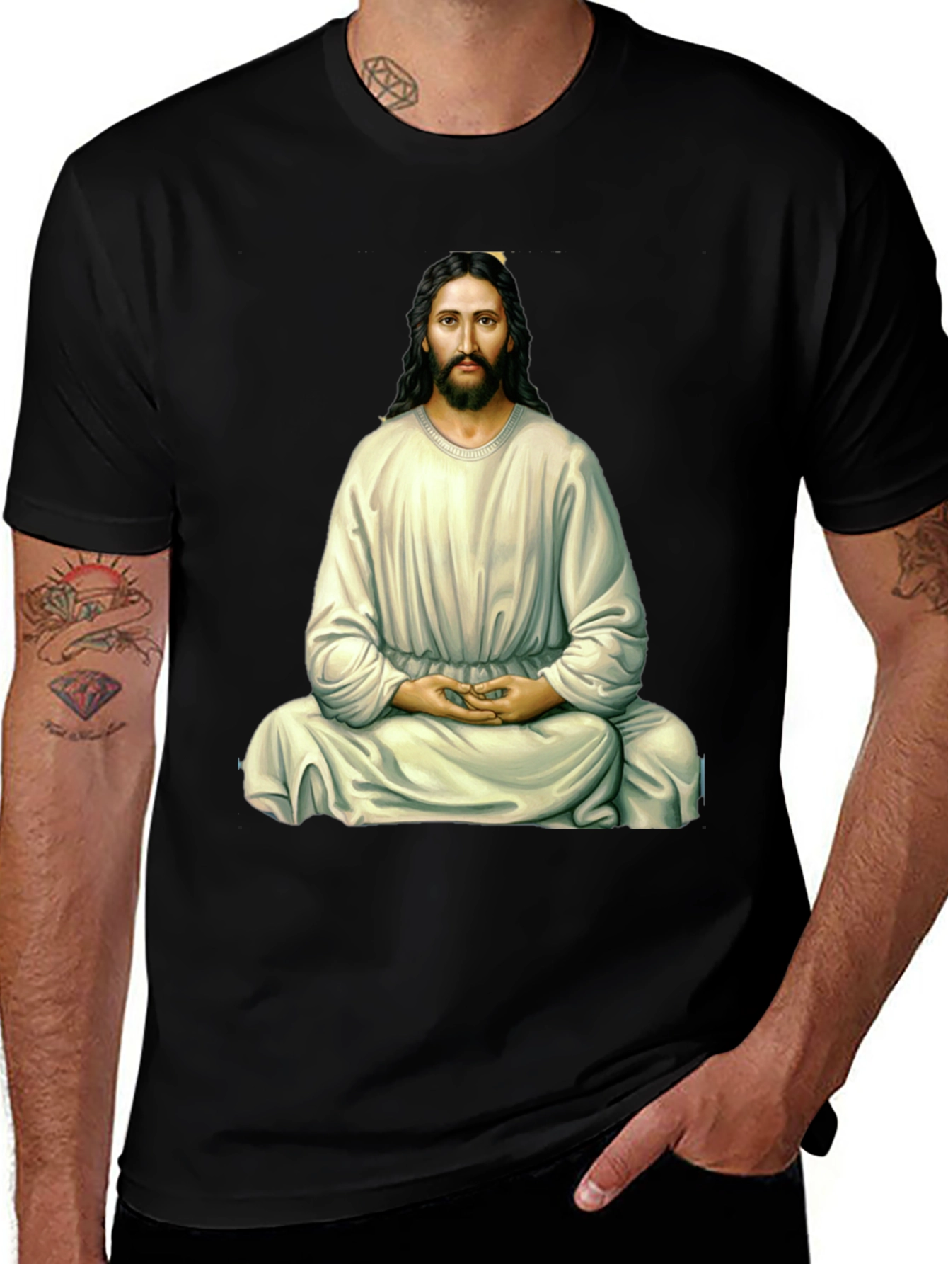 Variant 24 of Zen Jesus Graphic T-Shirt - Meditating Messiah Tee