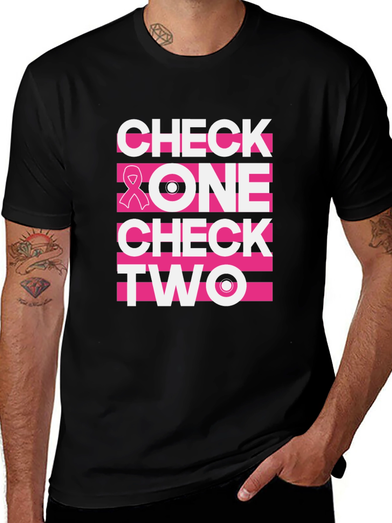 Variant 14 of Check One Two Breast Cancer Awareness T-Shirt