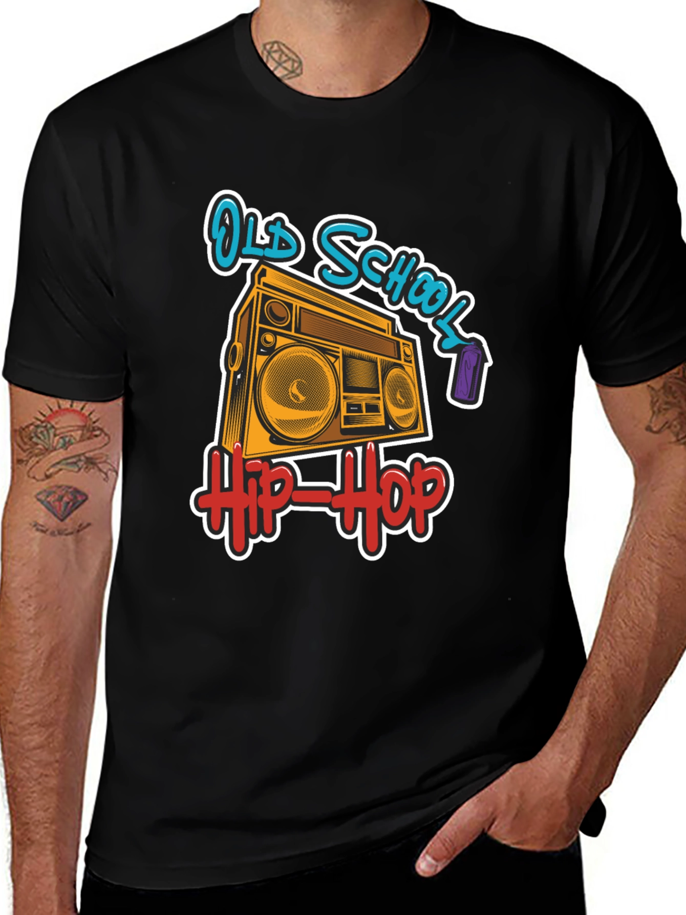 Variant 30 of Old School Hip-Hop Boombox Black T-Shirt
