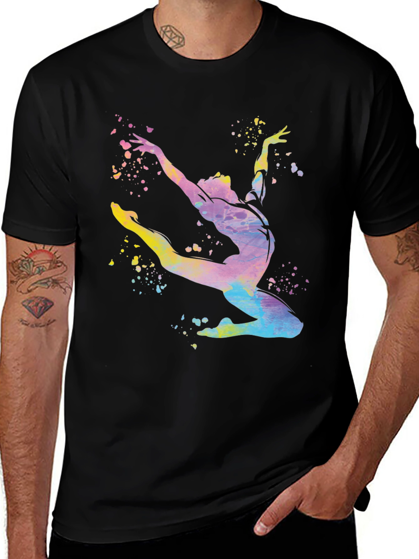 Variant 8 of Watercolor Gymnast Black T-Shirt