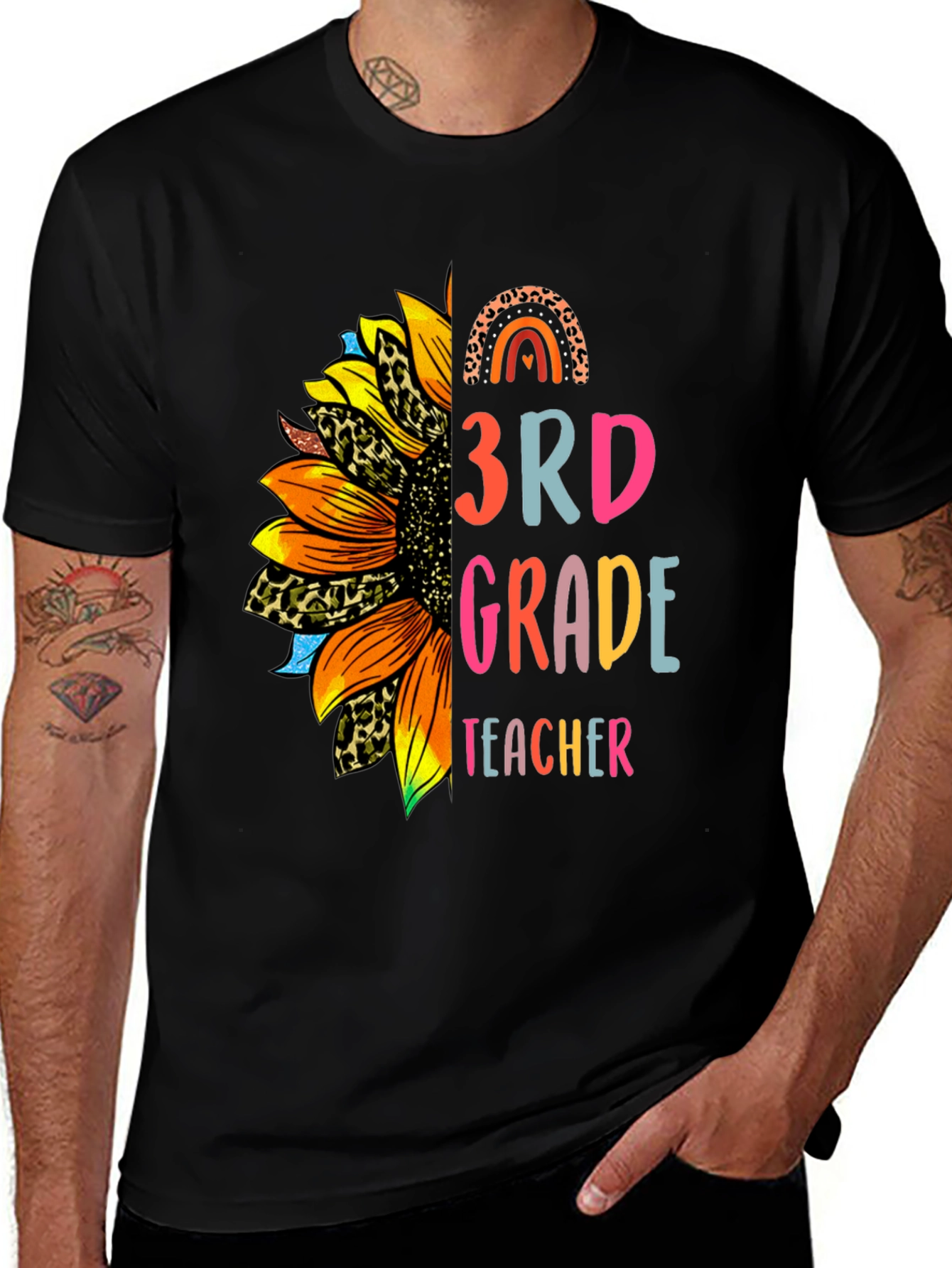 3rd Grade Teacher Sunflower Graphic T-Shirt